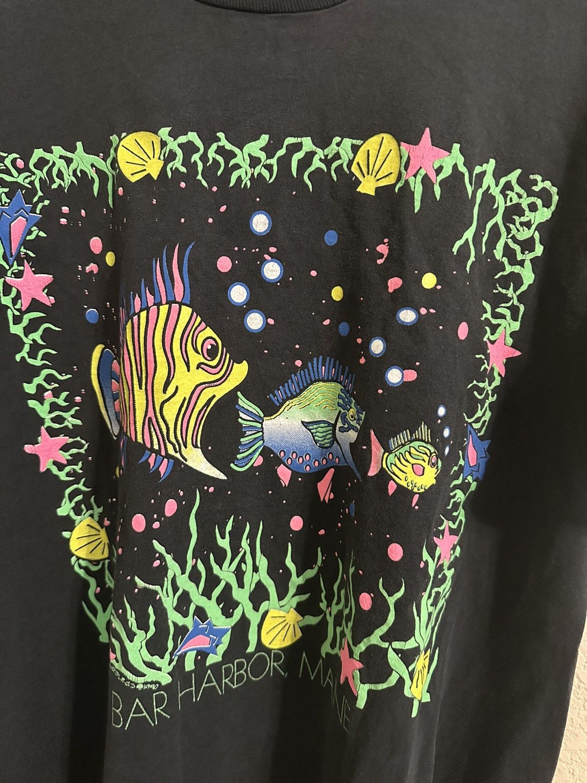 Fruit Of The Loom Vintage Screenstars 90s singlestitch fish bar harbor maine t Size US M / EU 48-50 / 2 - 2 Thumbnail
