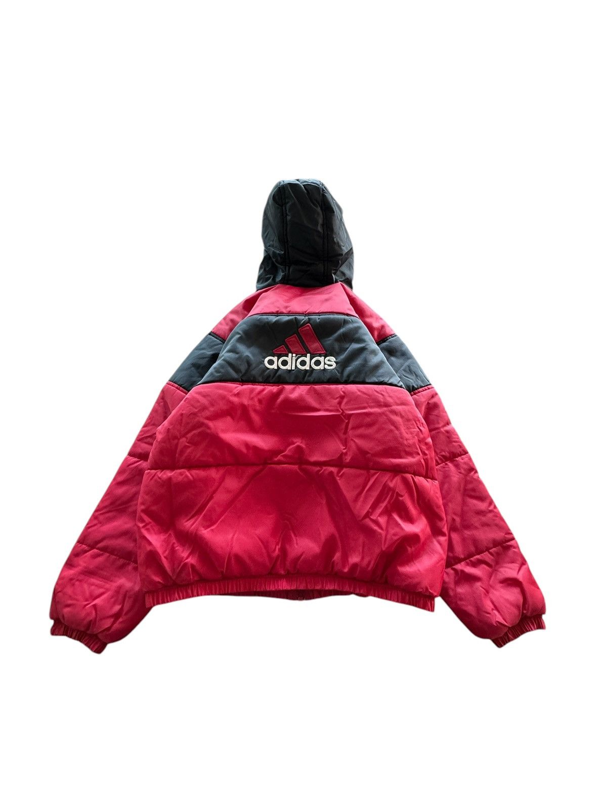 Adidas × Vintage Vintage Adidas Embroidered Double Sided Logo Puffer Hoodie Size L / US 10 / IT 46 - 4 Thumbnail