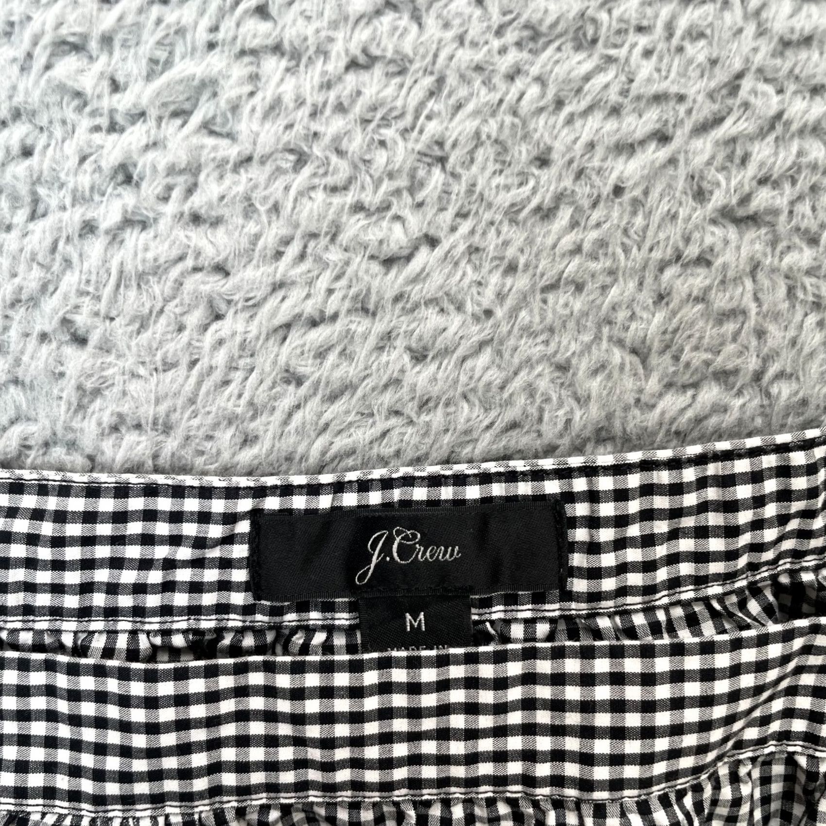 J.Crew J.Crew Top Womens Medium Black Penny Gingham Cotton Square Puffy Sleeve Size M / US 6-8 / IT 42-44 - 3 Thumbnail