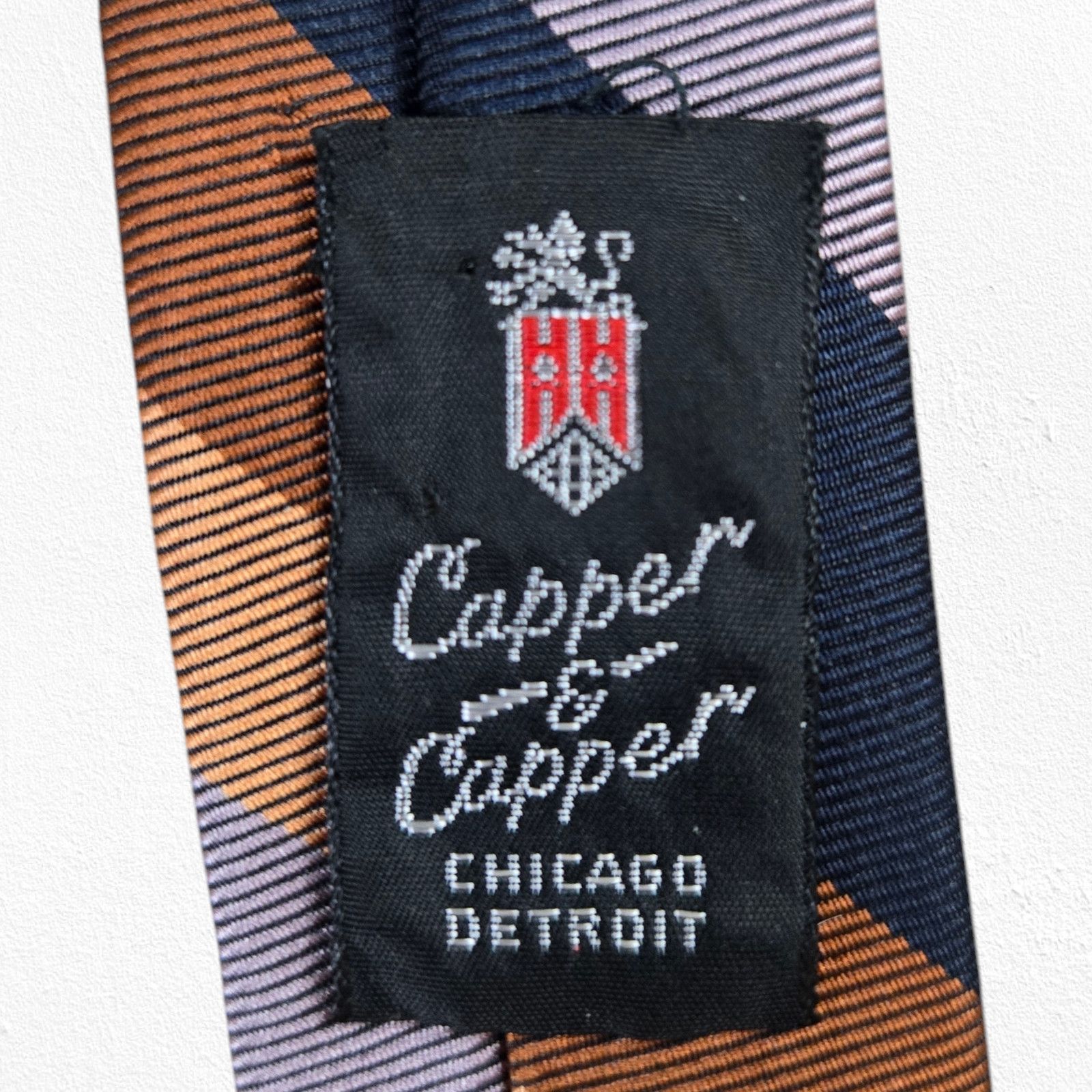 Vintage 60s Black Bronze Striped USA Made Silk Neck Tie Size ONE SIZE - 5 Thumbnail