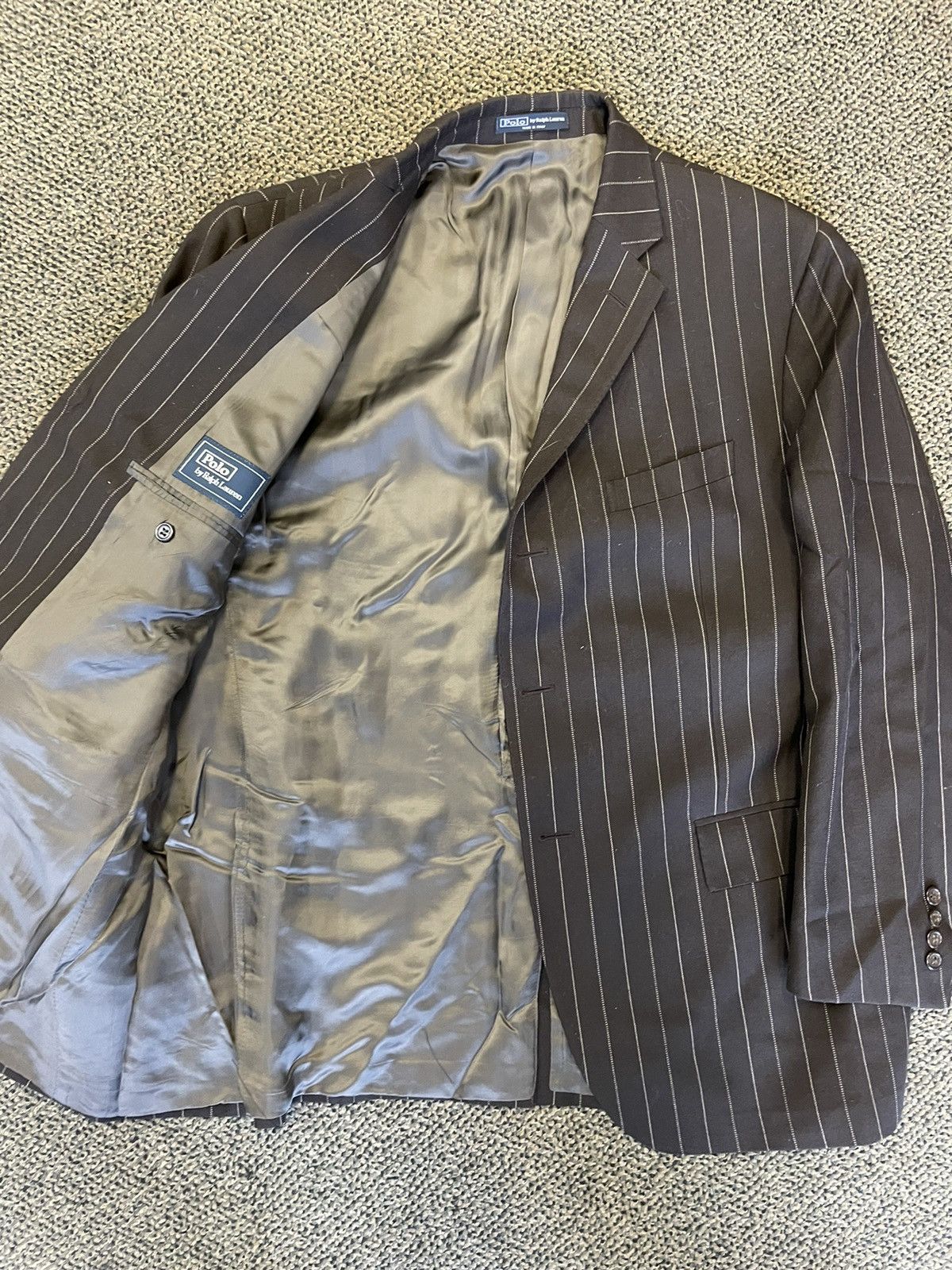 Polo Ralph Lauren × Vintage 3-button Striped Wool Twill Suit Size 46R - 15 Thumbnail