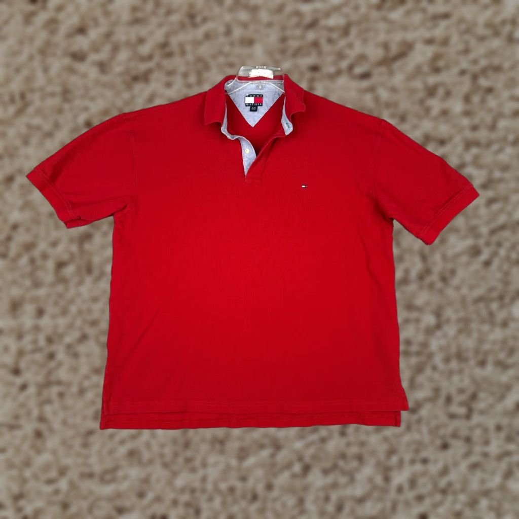 Tommy Hilfiger Tommy Hilfiger Polo Shirt Men XL Red 100% Cotton Jersey Short Sleeve Golf Classic Mens Size US XL / EU 56 / 4 - 1 Thumbnail