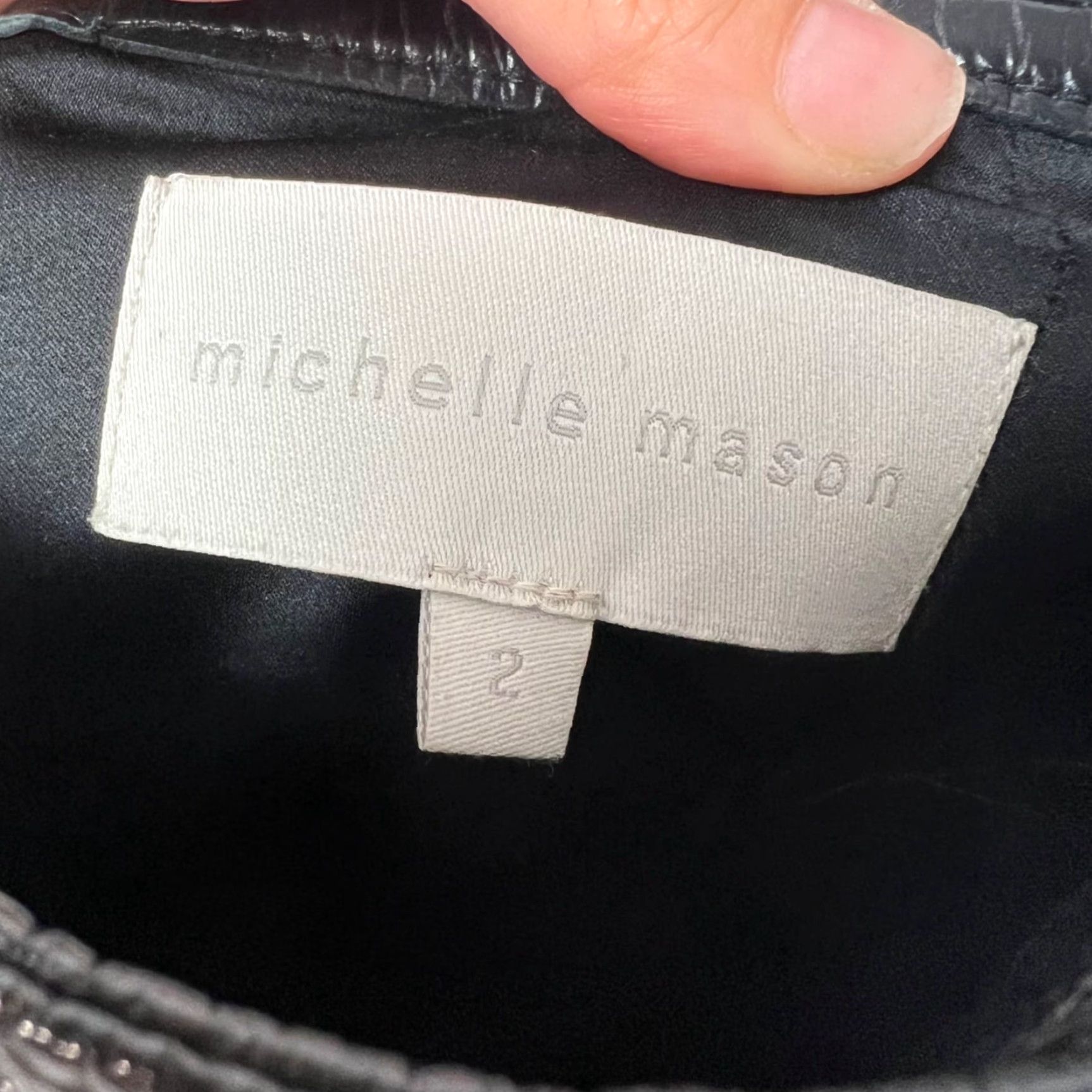 Vintage Michelle Mason Womens Skirt 2 Black Lambskin Mini Zipper Accents Leather Polyester Short Vintage/Shirt? Size 26" / US 2 / IT 38 - 3 Thumbnail