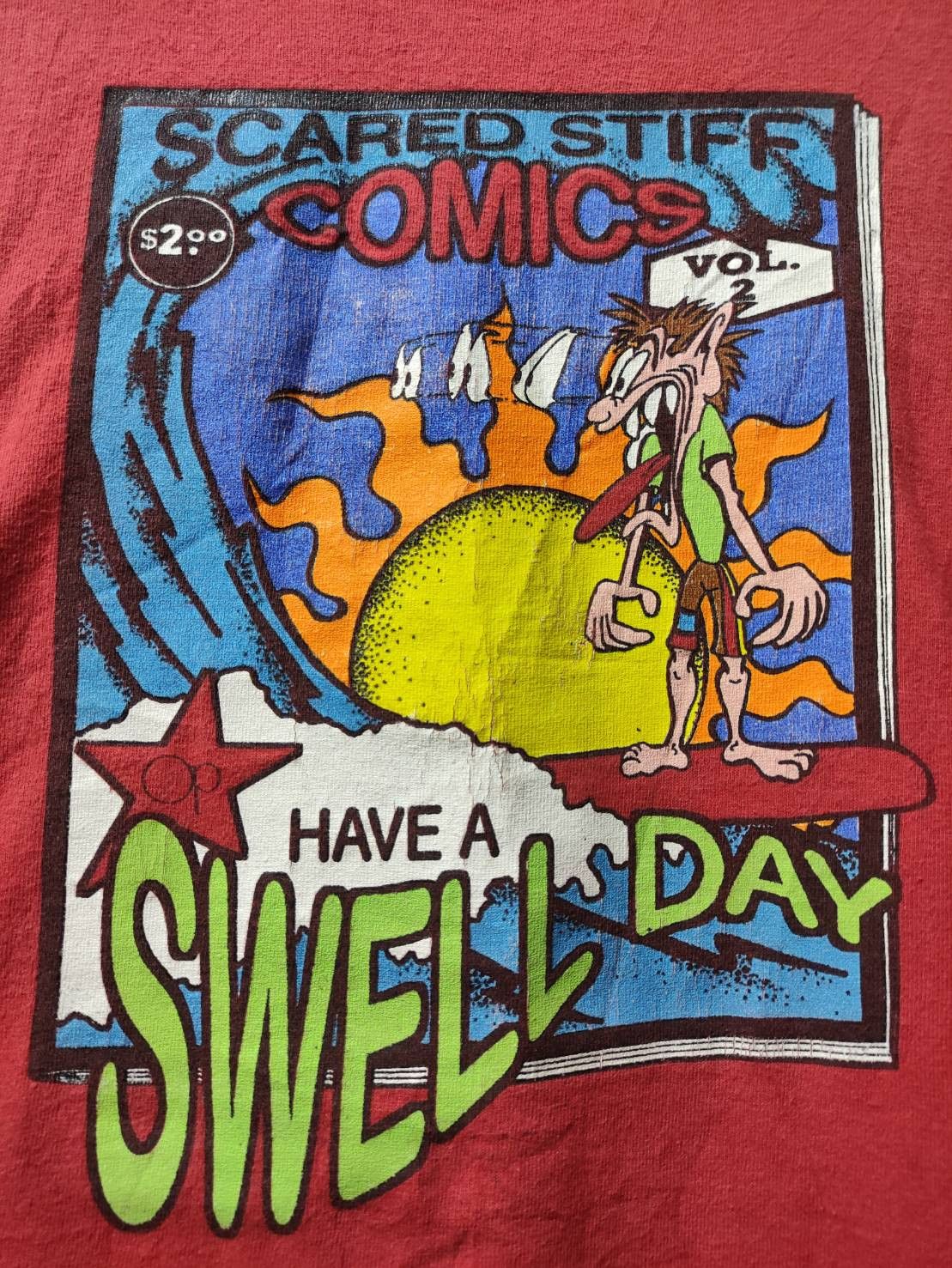 Ocean Pacific Vtg 90's Op x Scared Stiff "Have A Swell Day" Comics T-Shirt Size US XL / EU 56 / 4 - 3 Thumbnail
