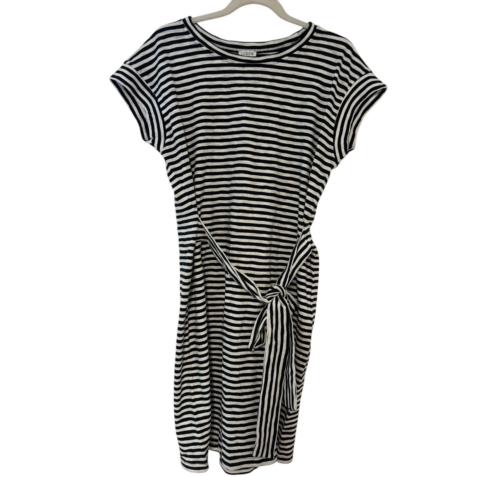 J.Crew NWT J.Crew Striped Tie Waist Shirt Dress Black/White Size M Size M / US 6-8 / IT 42-44 - 2 Thumbnail