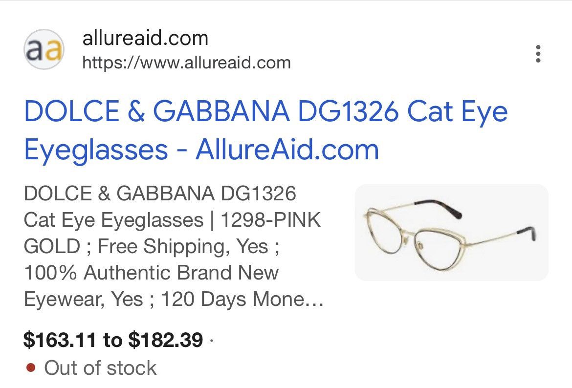 Dolce & Gabbana DOLCE & GABBANA Cat Eye Eyeglasses DG1326 Gold Bourdeaux Size ONE SIZE - 3 Thumbnail