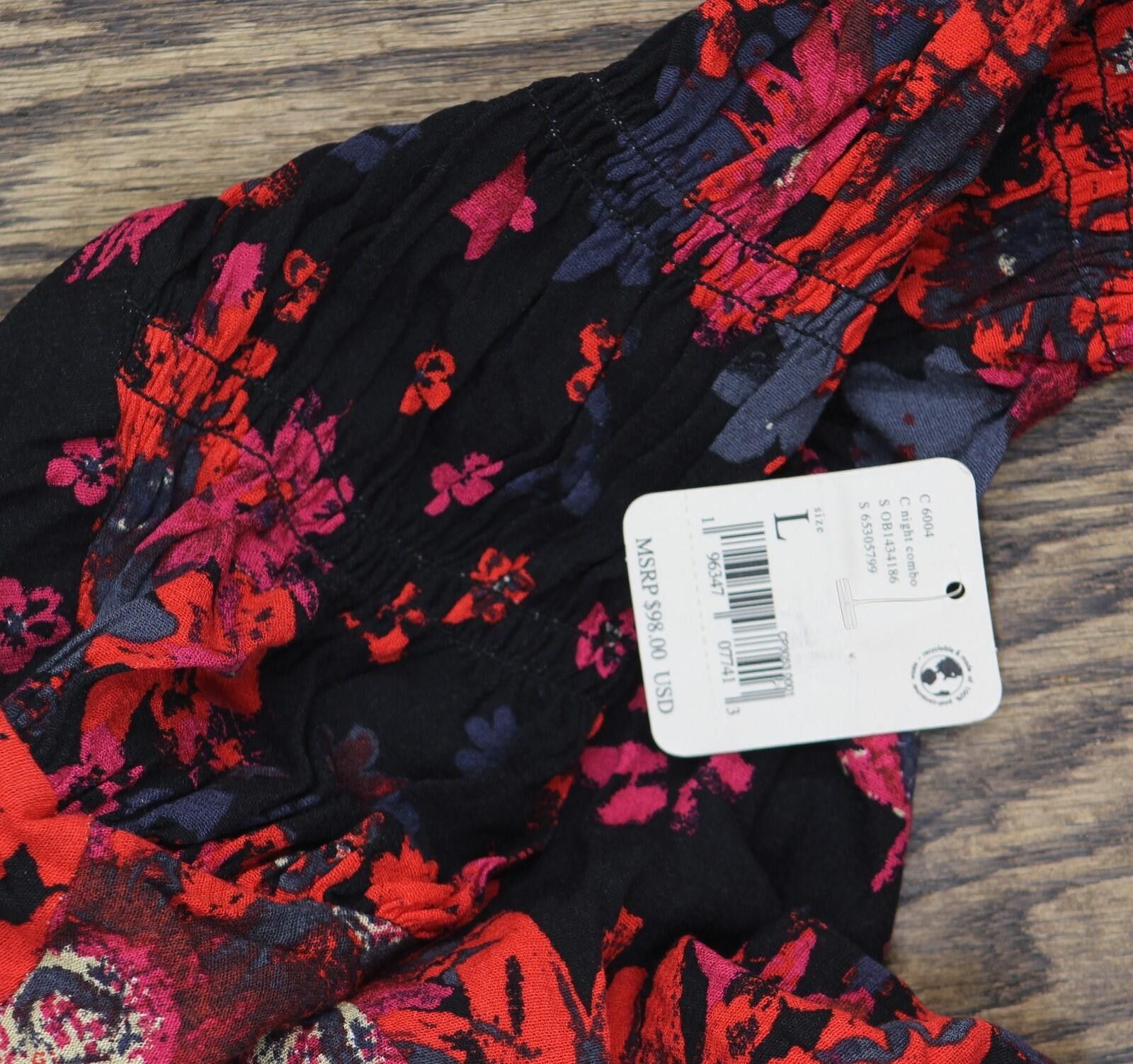 Free People Nwt Free People Front Top Ob1434186 Night Combo Red Black L Size L / US 10 / IT 46 - 4 Thumbnail