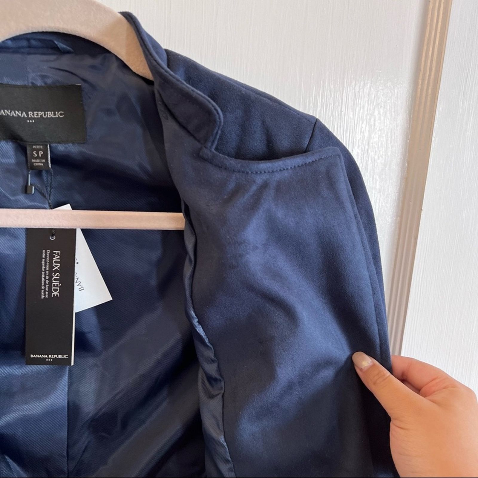 Banana Republic Banana Republic Petite Blue Faux Suede Moto Jacket Size S / US 4 / IT 40 - 5 Thumbnail