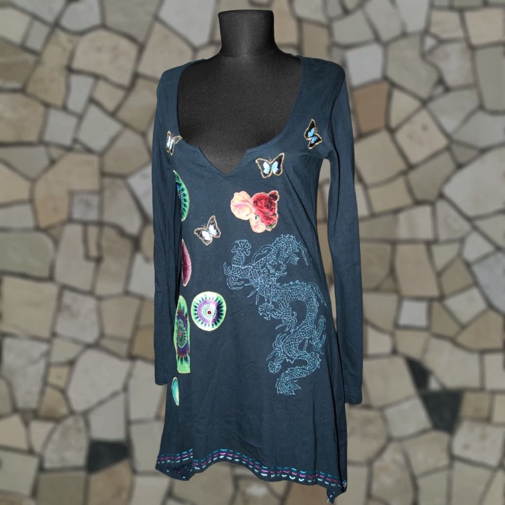 Desigual Desigual womens dress Dark Blue M Tunic/Smock Midi Multicoloured Size M / US 6-8 / IT 42-44 - 1 Thumbnail