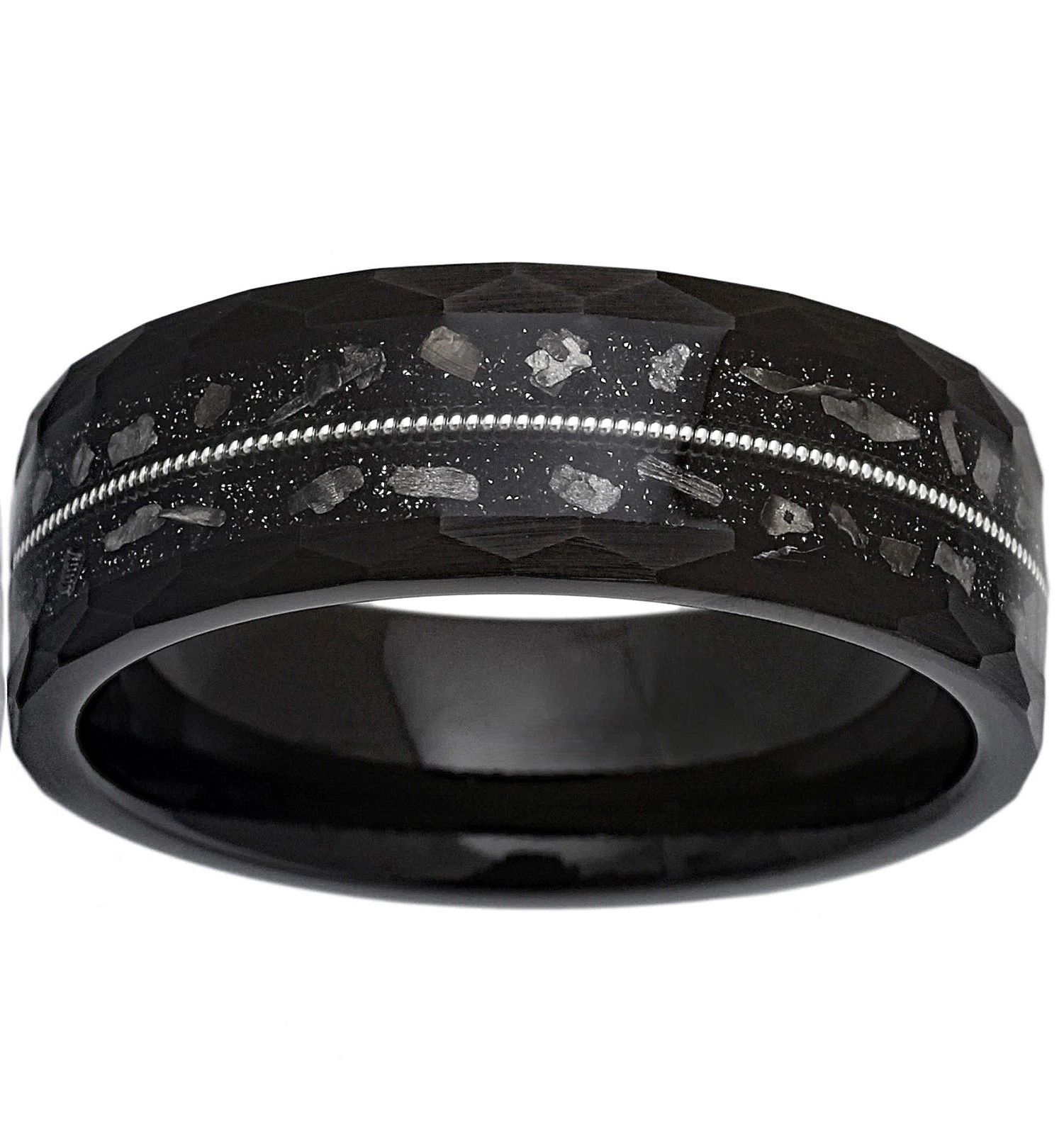 Other Black Tungsten Faux Meteorite Guitar String Band Ring Size ONE SIZE - 1 Thumbnail