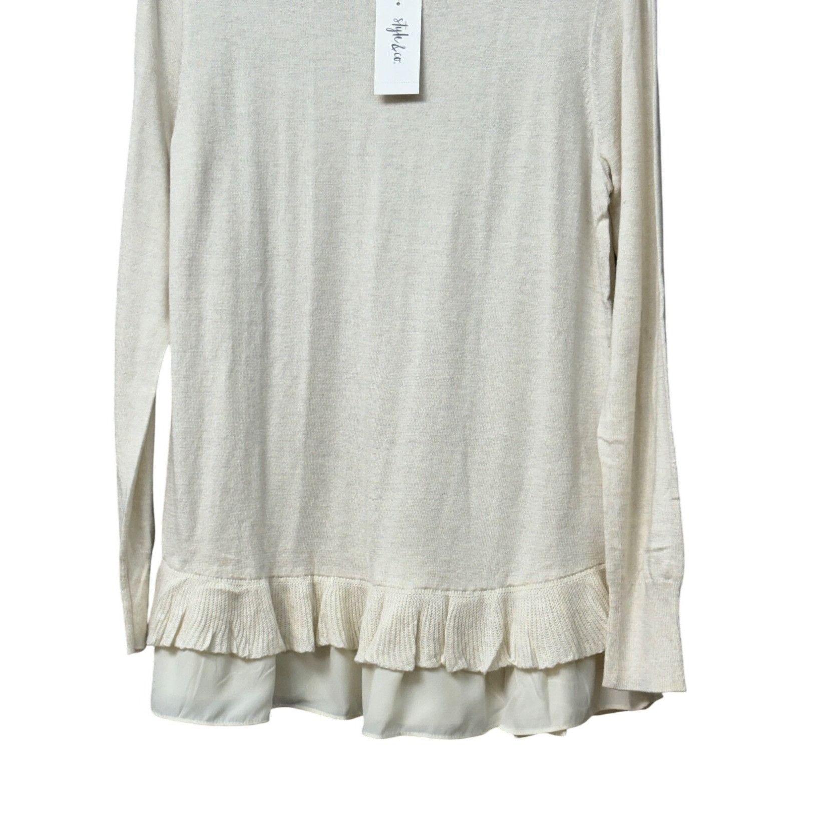 Style & Co Style & Co Chiffon-Hem Tunic Sweater, Antique Cream, M Size M / US 6-8 / IT 42-44 - 9 Thumbnail