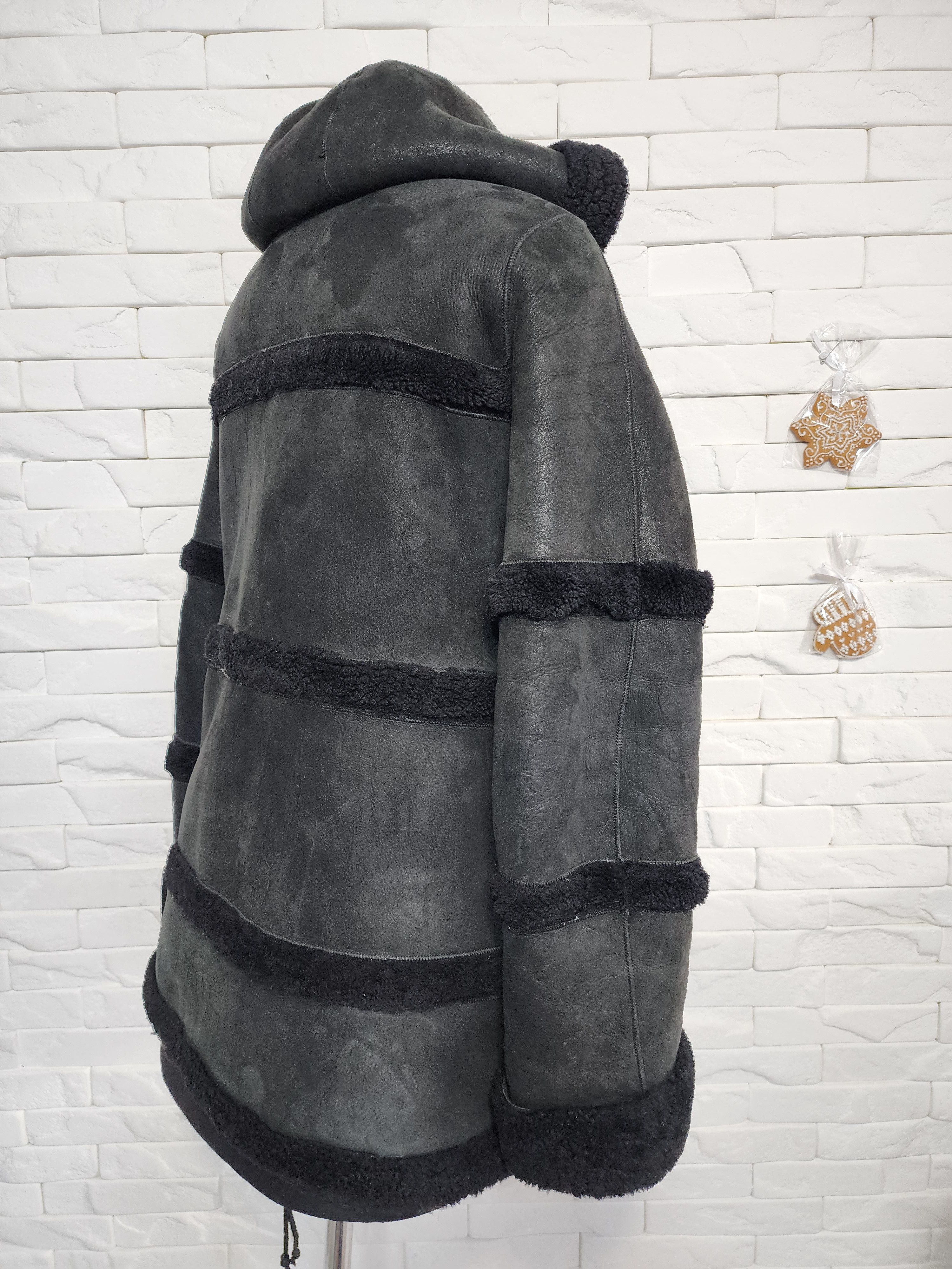 Furla Black Sheepskin Coat: Women's Genuine Fur Hooded Jacket Size L / US 10 / IT 46 - 5 Thumbnail