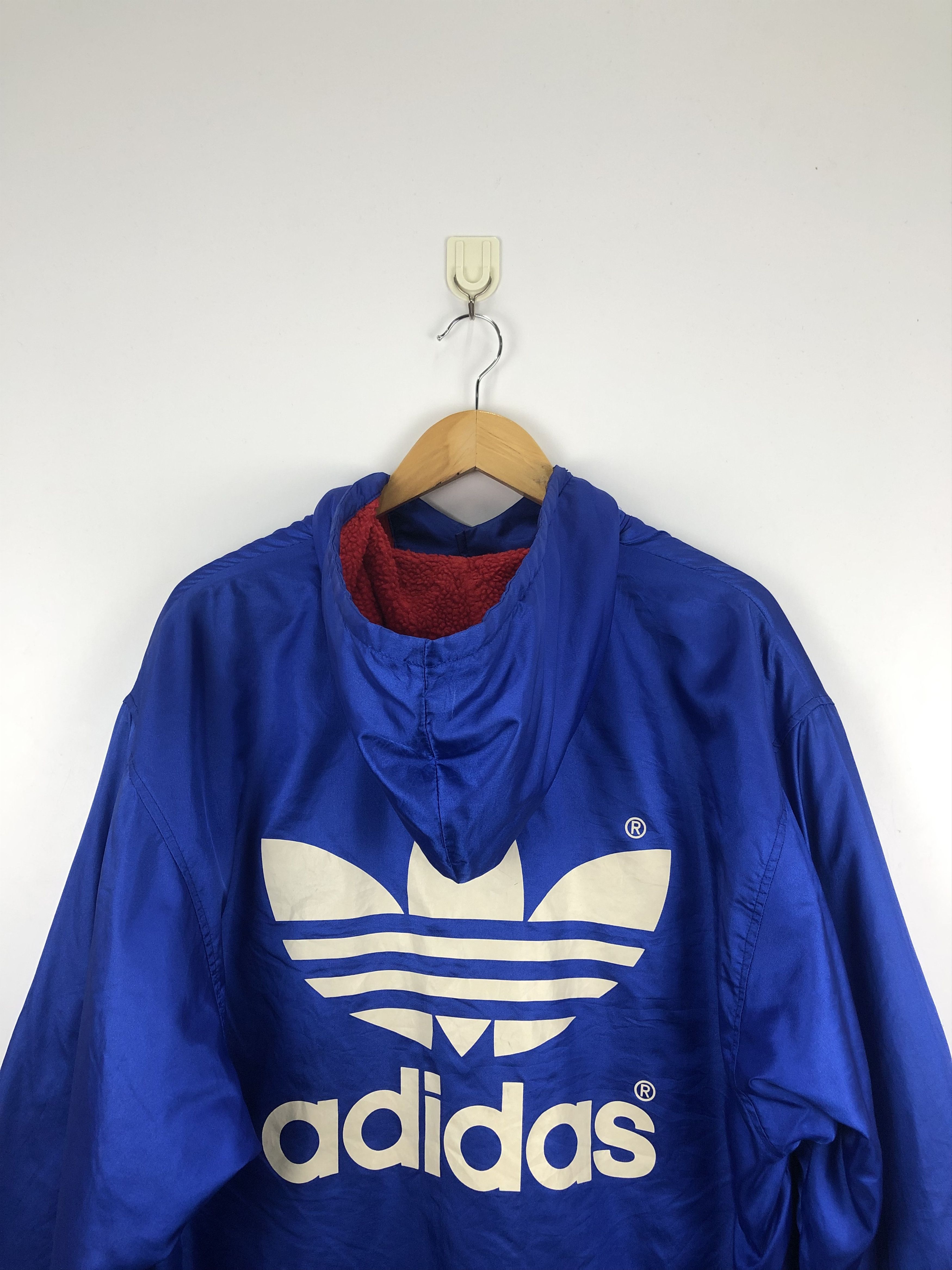 Adidas Vintage 90s Adidas Trefoil Biglogo Hoodie Long Jacket J0747 Size US M / EU 48-50 / 2 - 2 Thumbnail