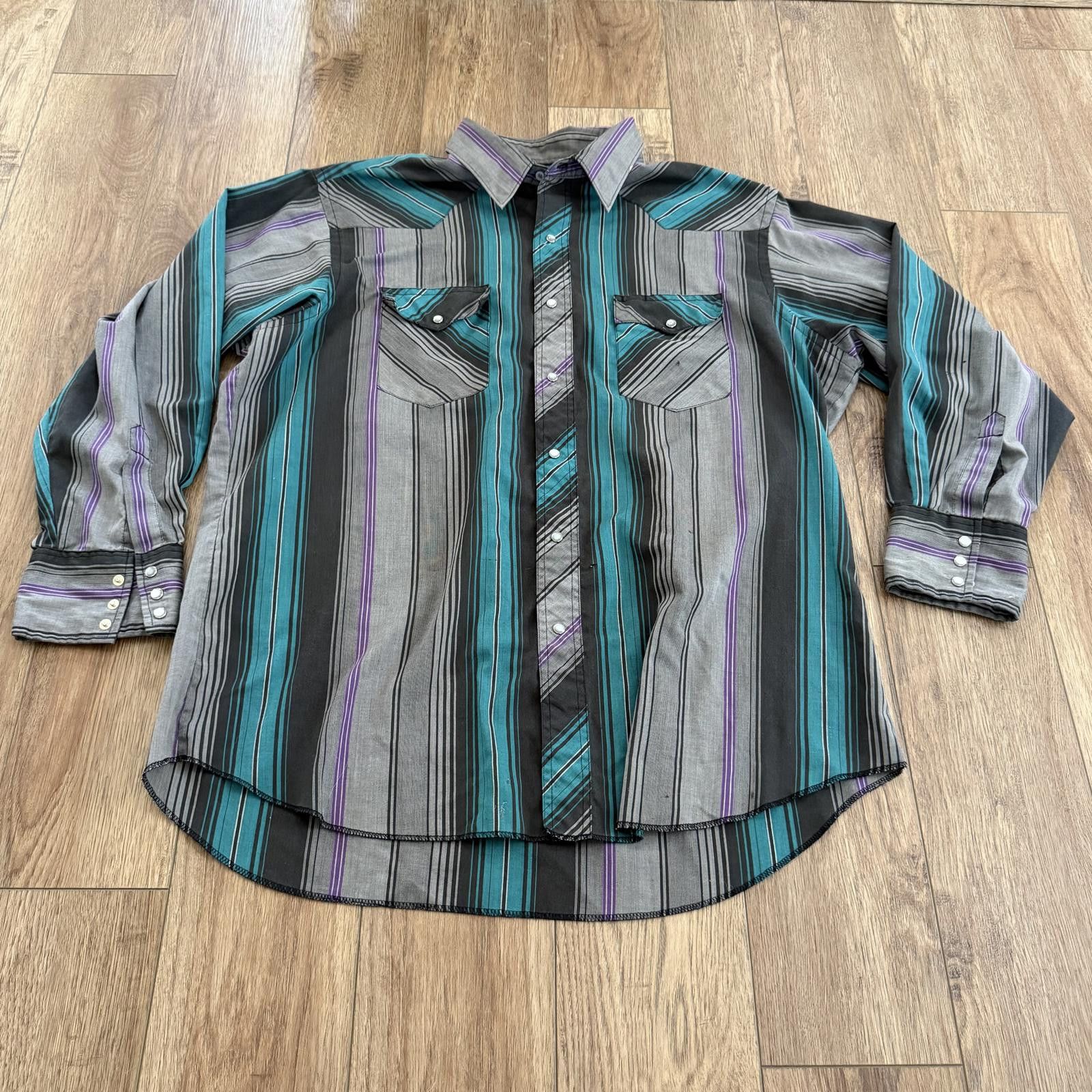 Rustler Vintage 90s Rustler Western Cowboy Striped Snap Shirt Size US XL / EU 56 / 4 - 1 Thumbnail