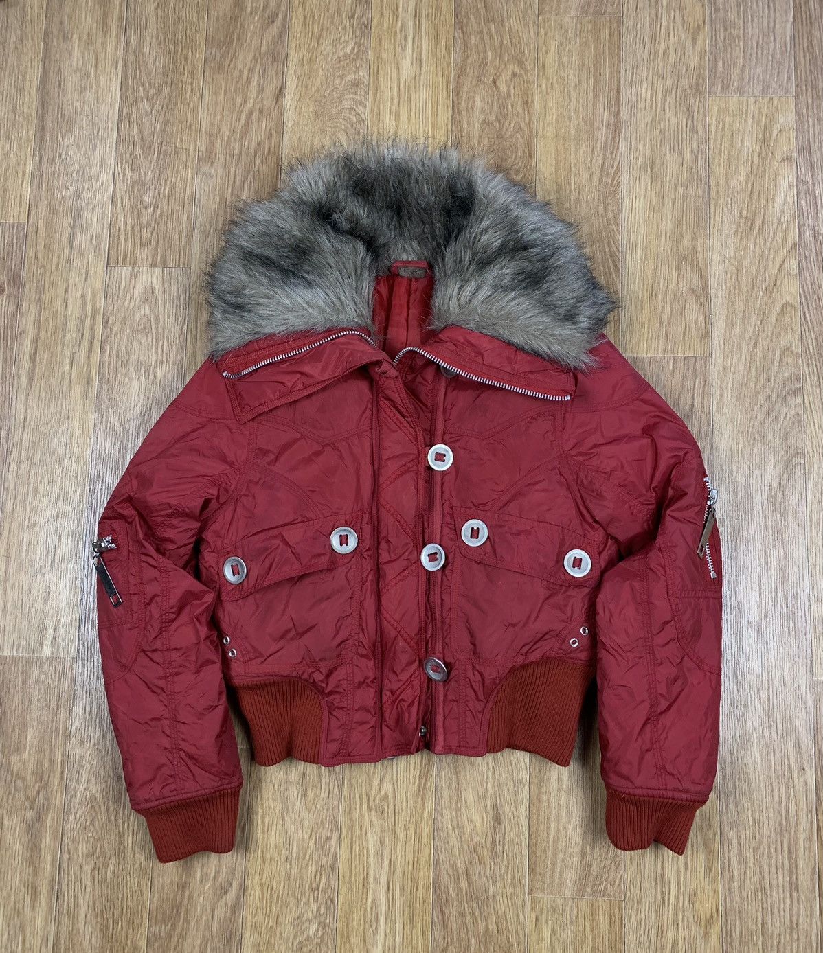 If Six Was Nine VTG IF SIX WAS NINE Style Puffer Bomber Jacket Fur Neck Size S / US 4 / IT 40 - 1 Thumbnail