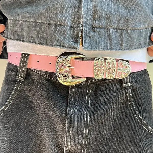 Cowboy Equipment Koike vintage buckle pink american western design belt Size ONE SIZE - 4 Thumbnail
