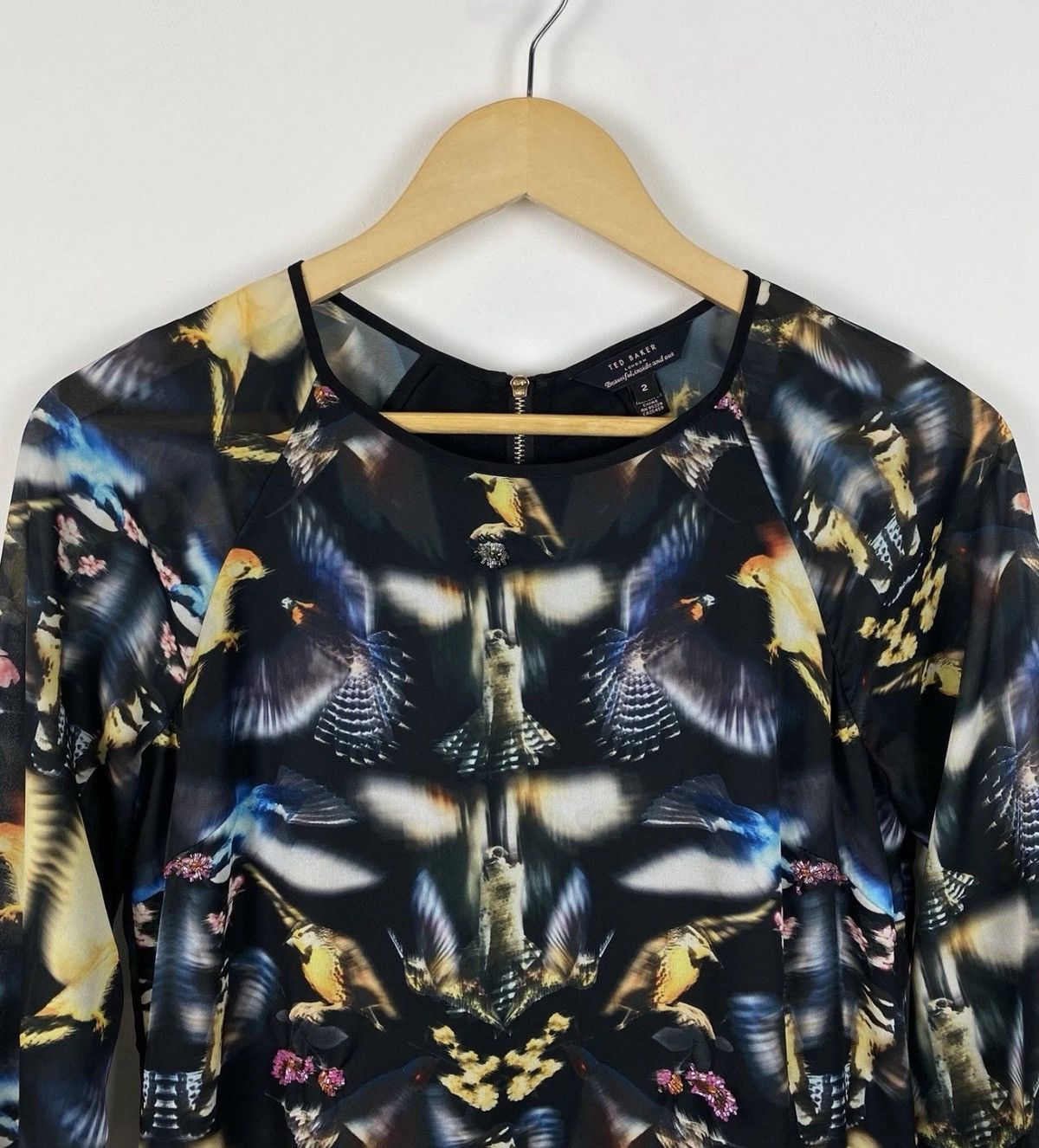 Ted Baker Ted Baker London Long Sleeve Midi Dress Birds Beads Top Zip Size M / US 6-8 / IT 42-44 - 2 Thumbnail