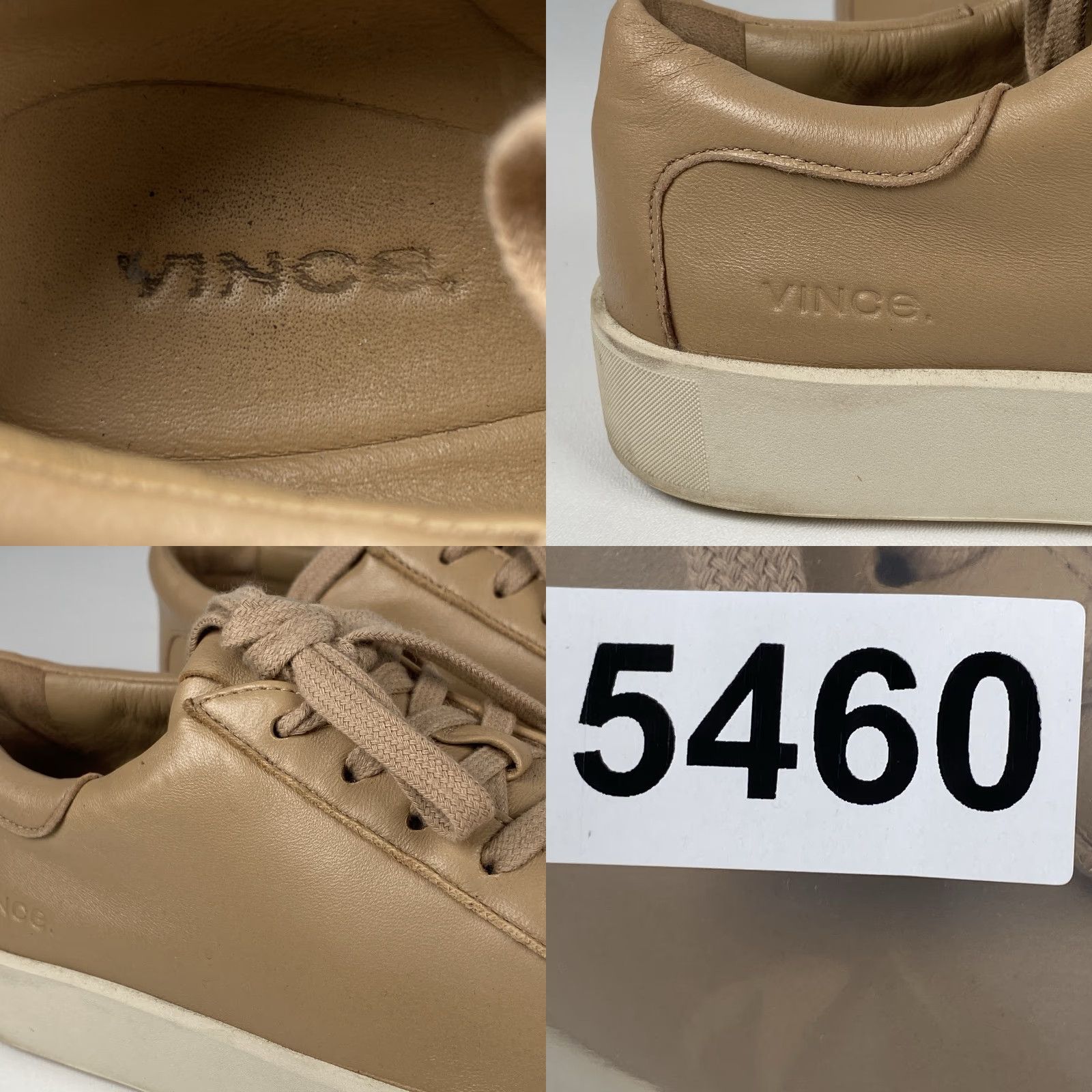 Vince Vince Womens Gabi Sneakers US 7M Eur 37 Beige Leather Size US 7 / IT 37 - 9 Thumbnail