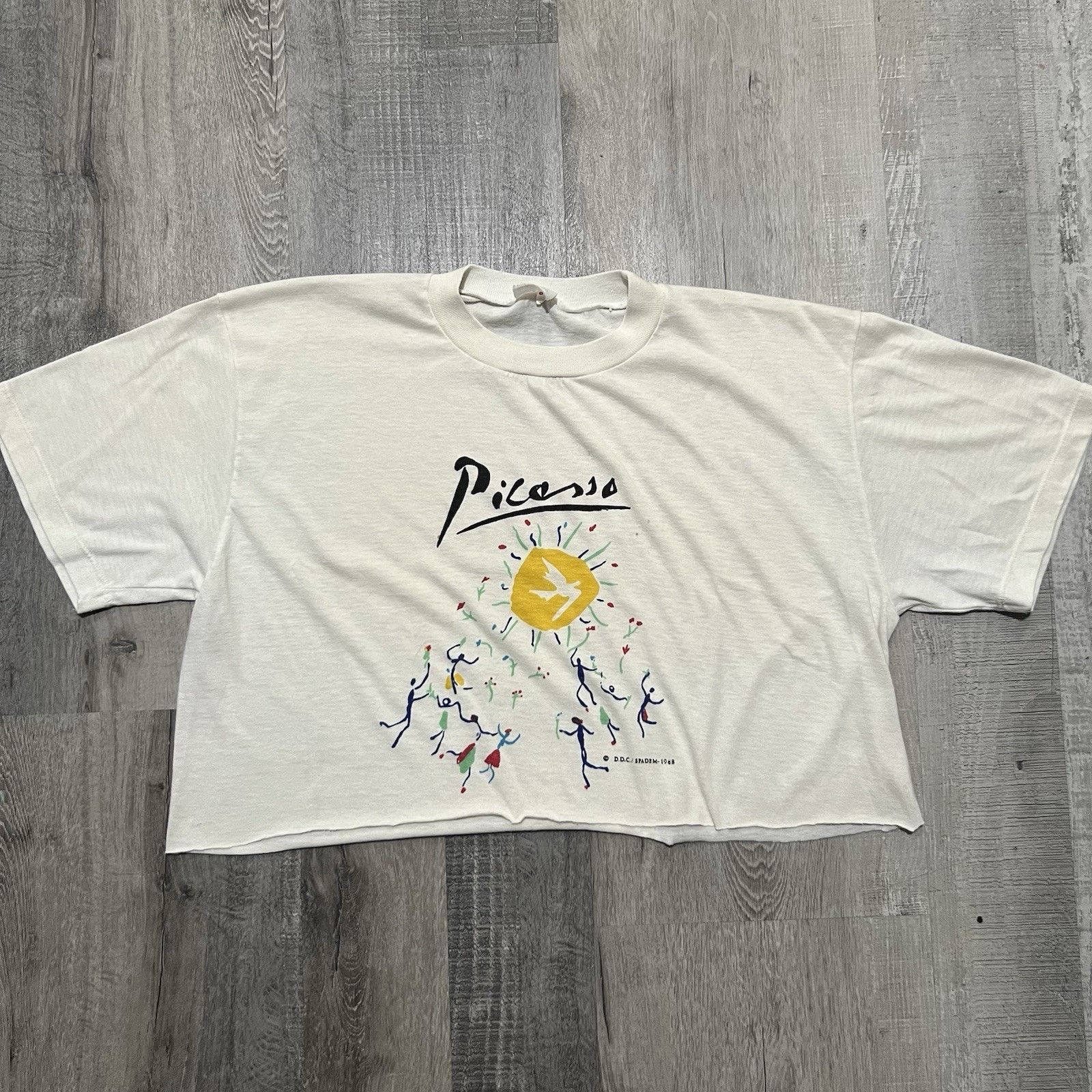 Vintage VTG Picasso 1988 White Cropped 80s Floral Artistic Art Shirt Size US L / EU 52-54 / 3 - 1 Thumbnail