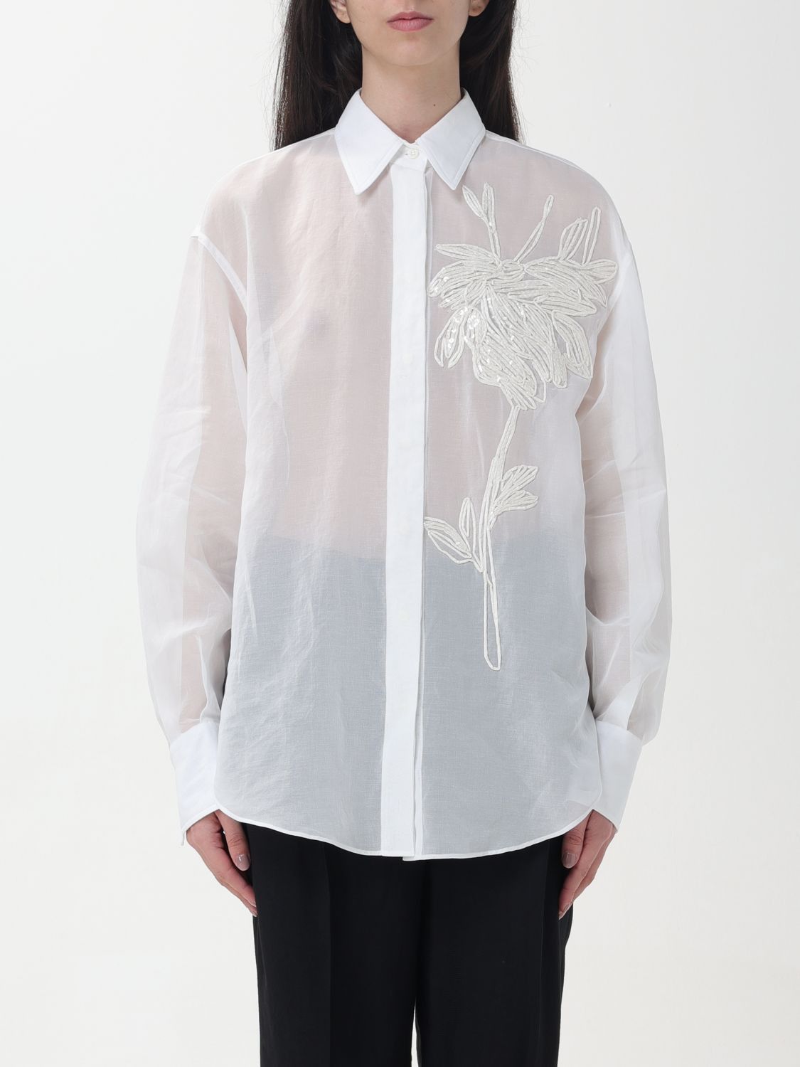 image of Brunello Cucinelli Shirt Woman White, Women's (Size Medium)
