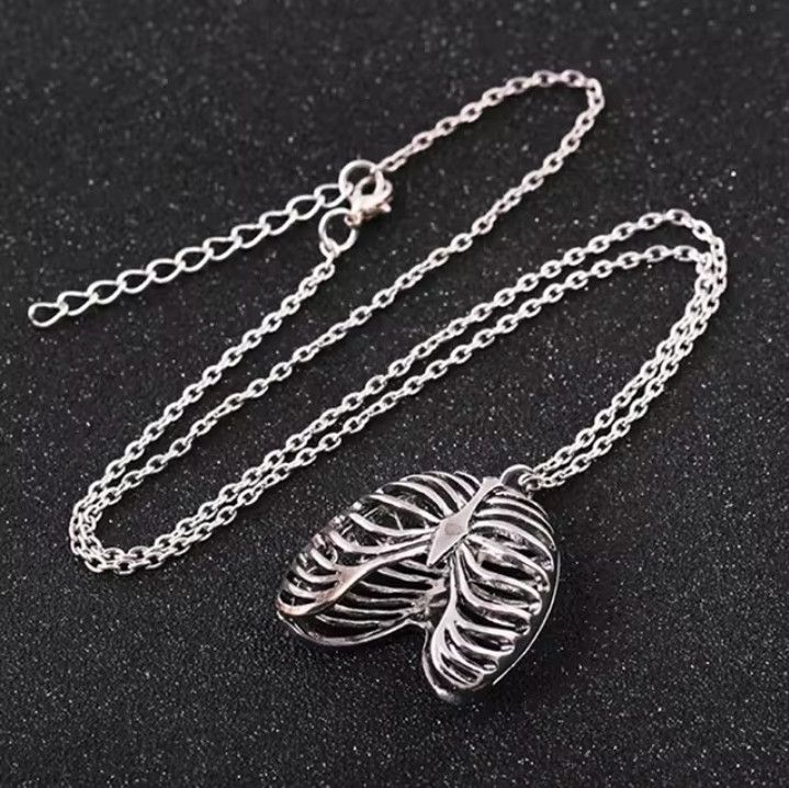 Other Chunky Punk Goth Human Ribs Skeleton bones Necklace Choker Size ONE SIZE - 5 Thumbnail