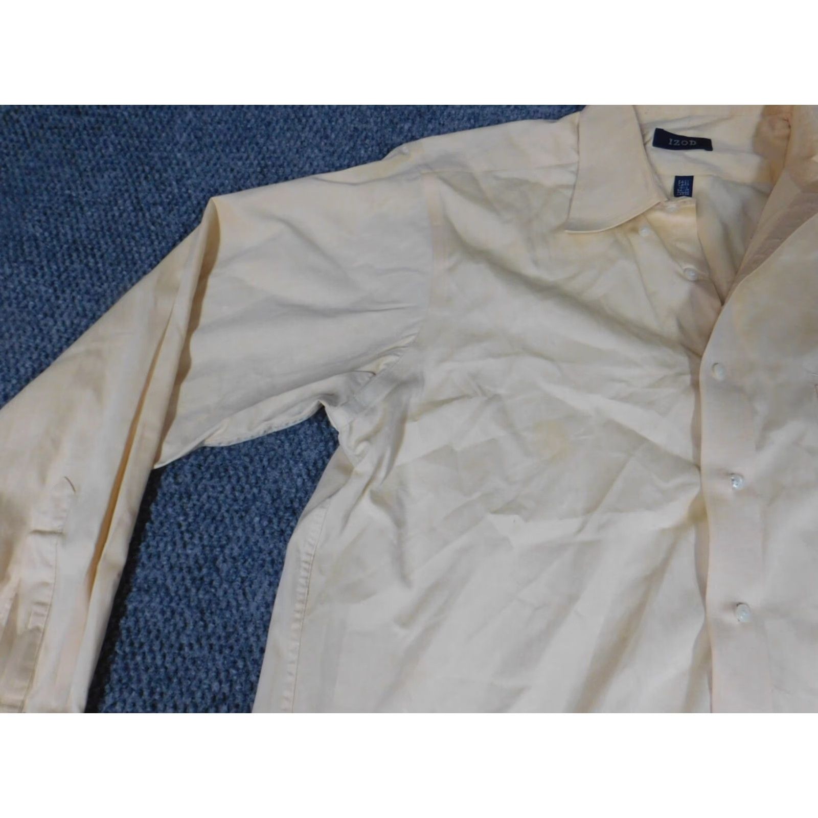 Izod IZOD Mens Shirt 16.5 Yellow Easy Care Button-Down Solid Knit Cotton Long Sleeve Size US XL / EU 56 / 4 - 6 Thumbnail