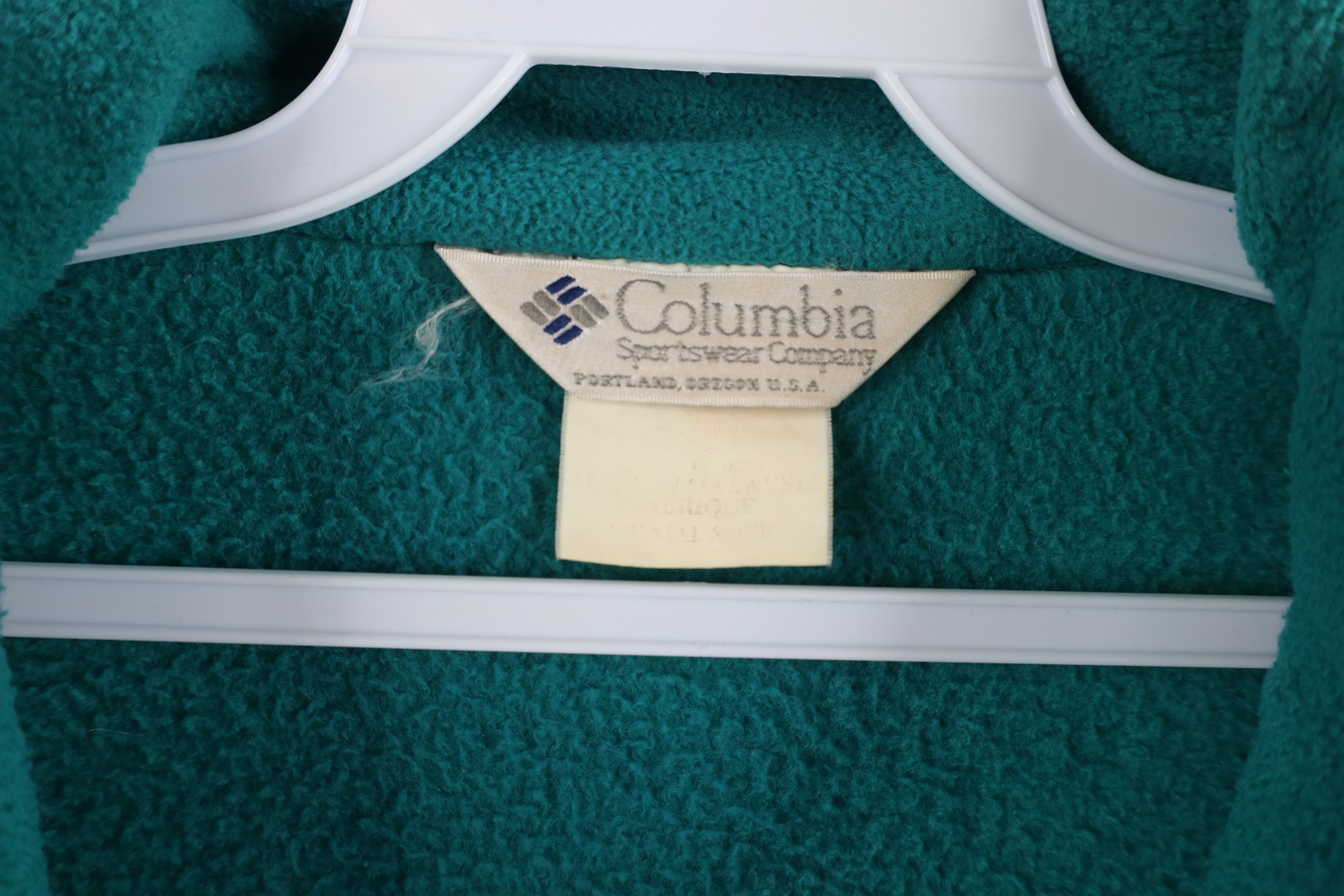 Columbia × Vintage Vintage 90s Columbia Box Logo Full Zip Fleece Jacket Teal Size US L / EU 52-54 / 3 - 5 Thumbnail
