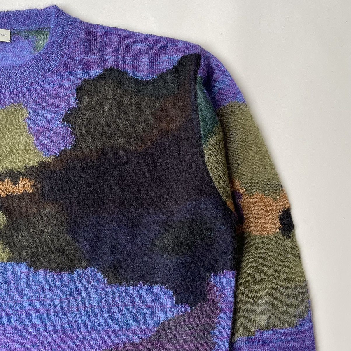 Dries Van Noten Sample Abstract Camo Mohair Sweater Size US L / EU 52-54 / 3 - 6 Thumbnail