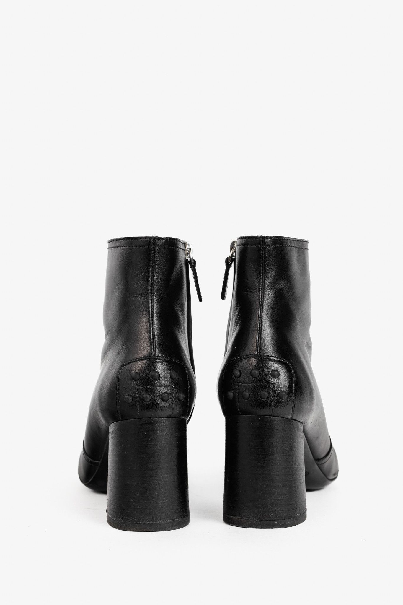 Tod's Tod's Black Leather Square-Toe Ankle Boots Size US 8.5 / IT 38.5 - 3 Thumbnail