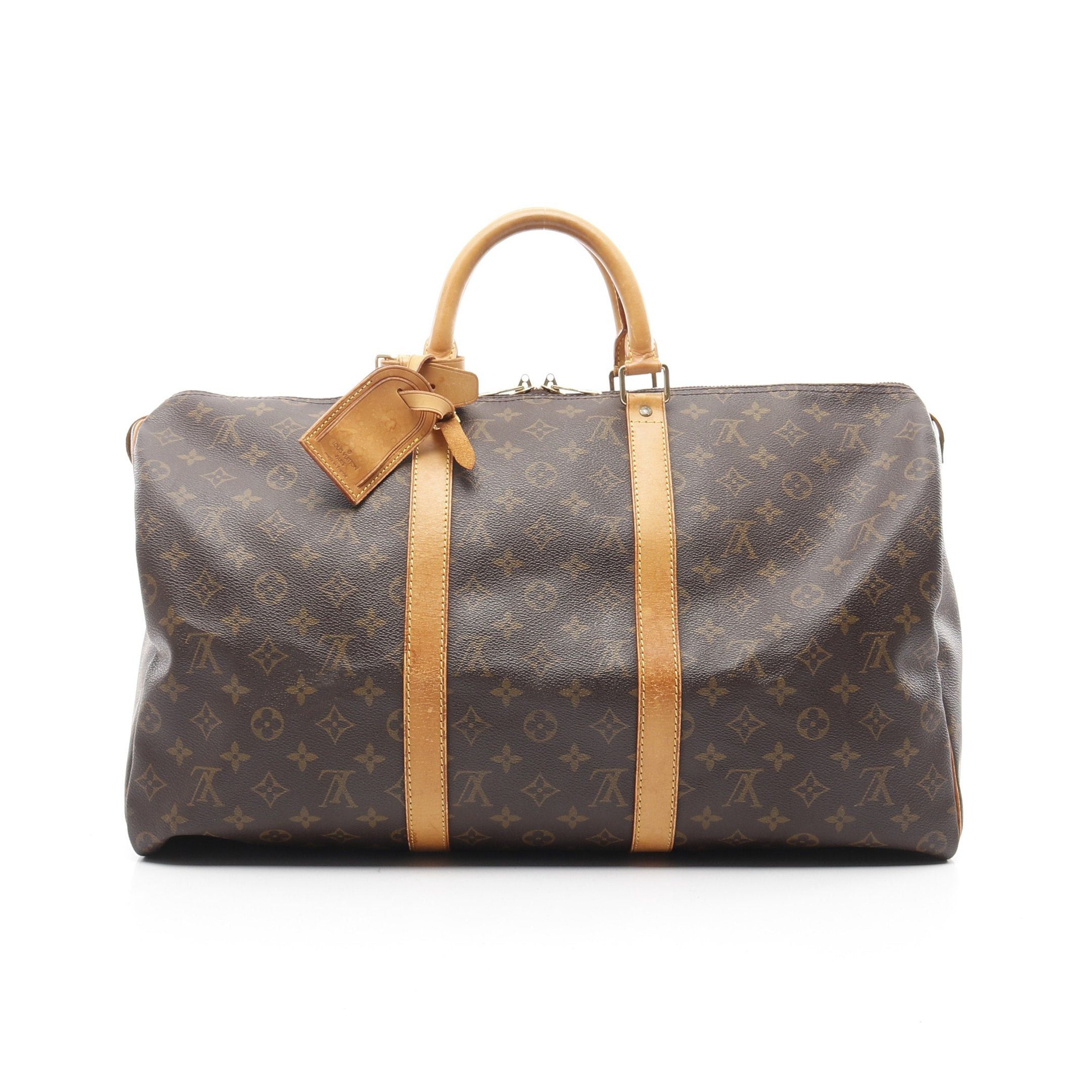 Louis Vuitton Louis Vuitton Keepall 50 Monogram Boston Bag Leather Brown Size ONE SIZE - 1 Thumbnail