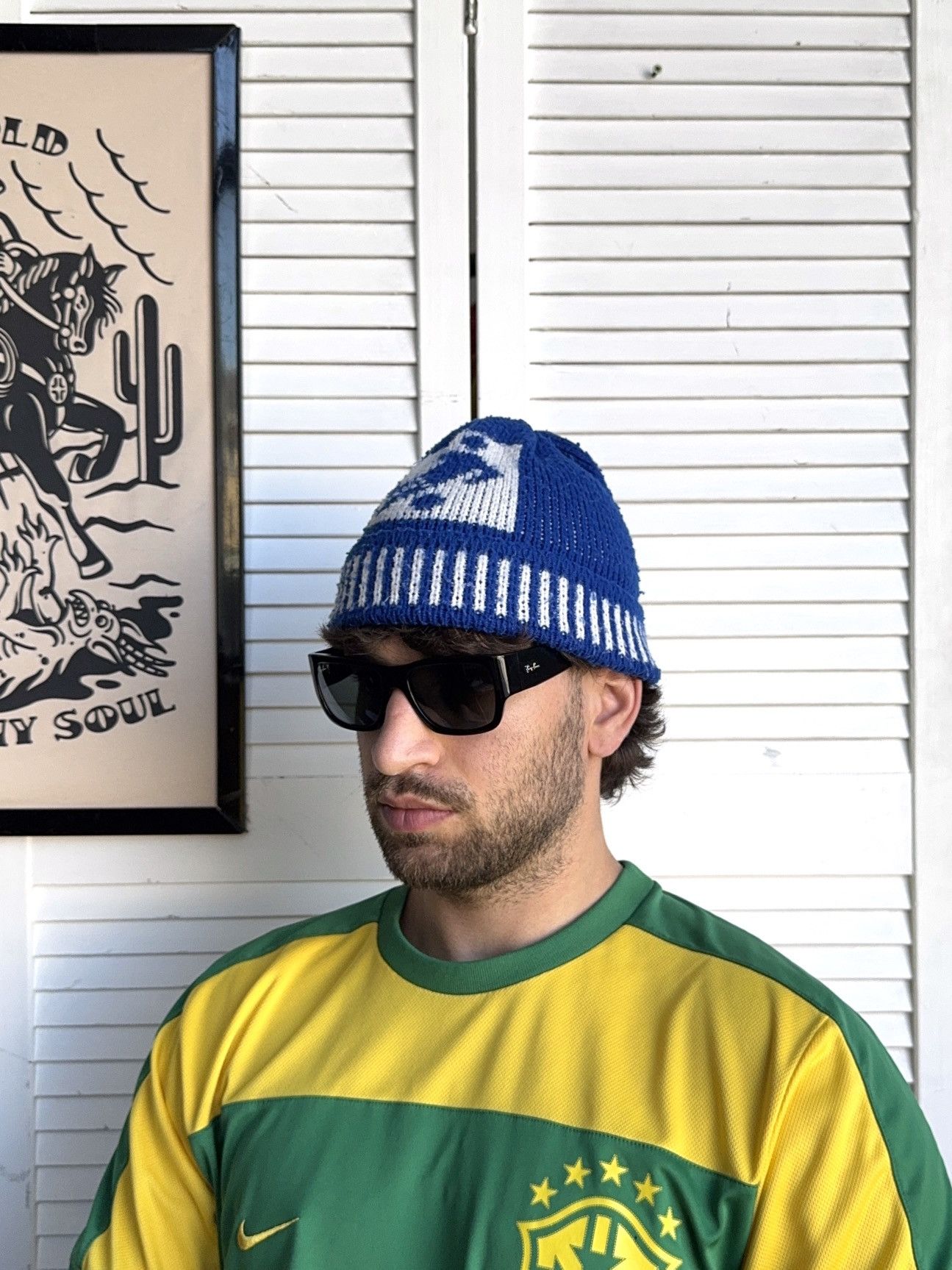 Vintage Vintage 80s Football Soccer Knit Beanie Hat Oldschool Size ONE SIZE - 2 Thumbnail