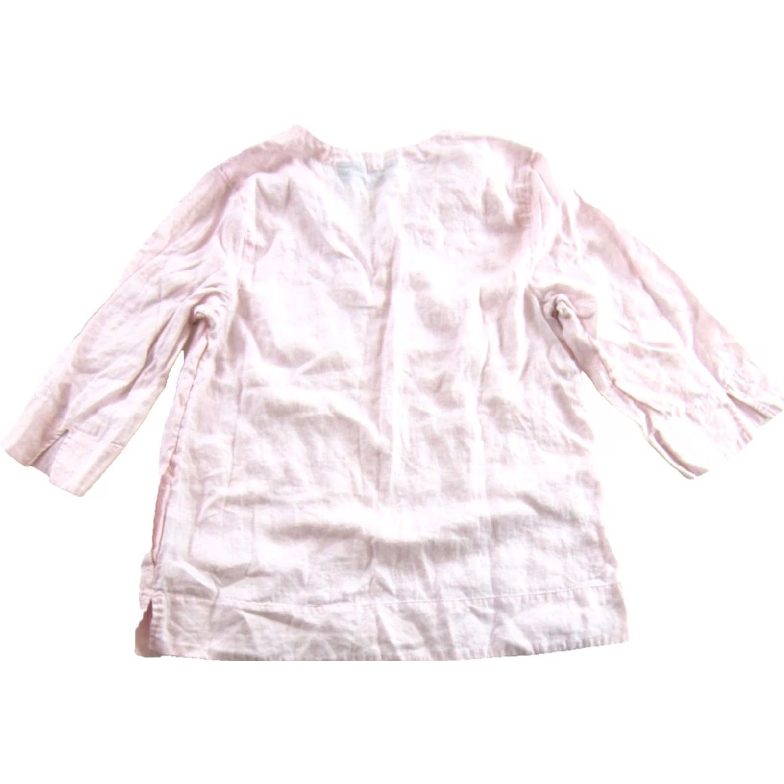 Lands' End Lands' End 100% Linen Pink Tunic Blouse 3/4 Sleeve V-Neck Pocket L Women Size L / US 10 / IT 46 - 2 Thumbnail