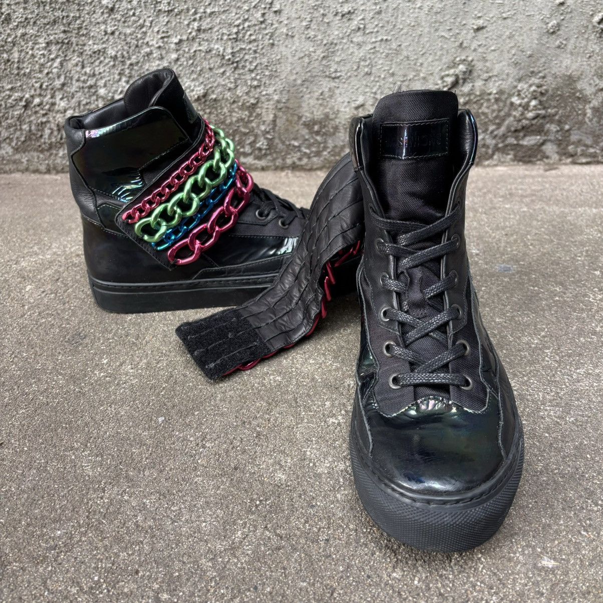 Raf Simons Raf Simons Black Holographic Tricolor Chained Velcro Sneaker Size US 7 / EU 40 - 5 Thumbnail