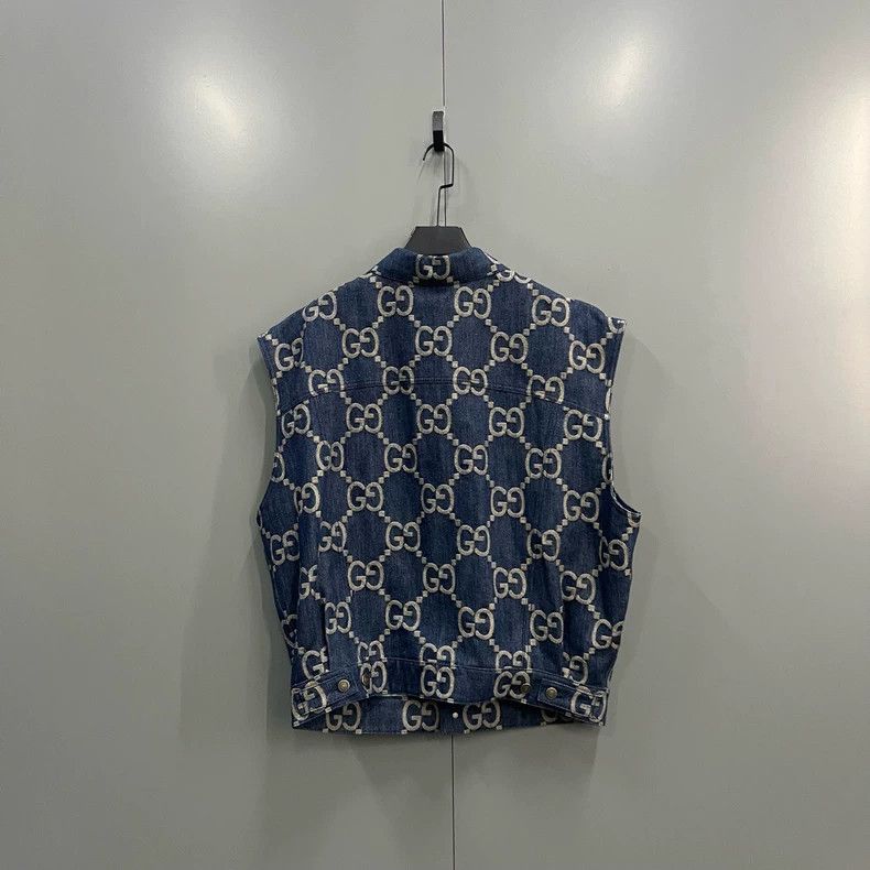 Gucci Gucci Blue full-print GG denim vest 2502-Nextarrow Size US M / EU 48-50 / 2 - 2 Thumbnail