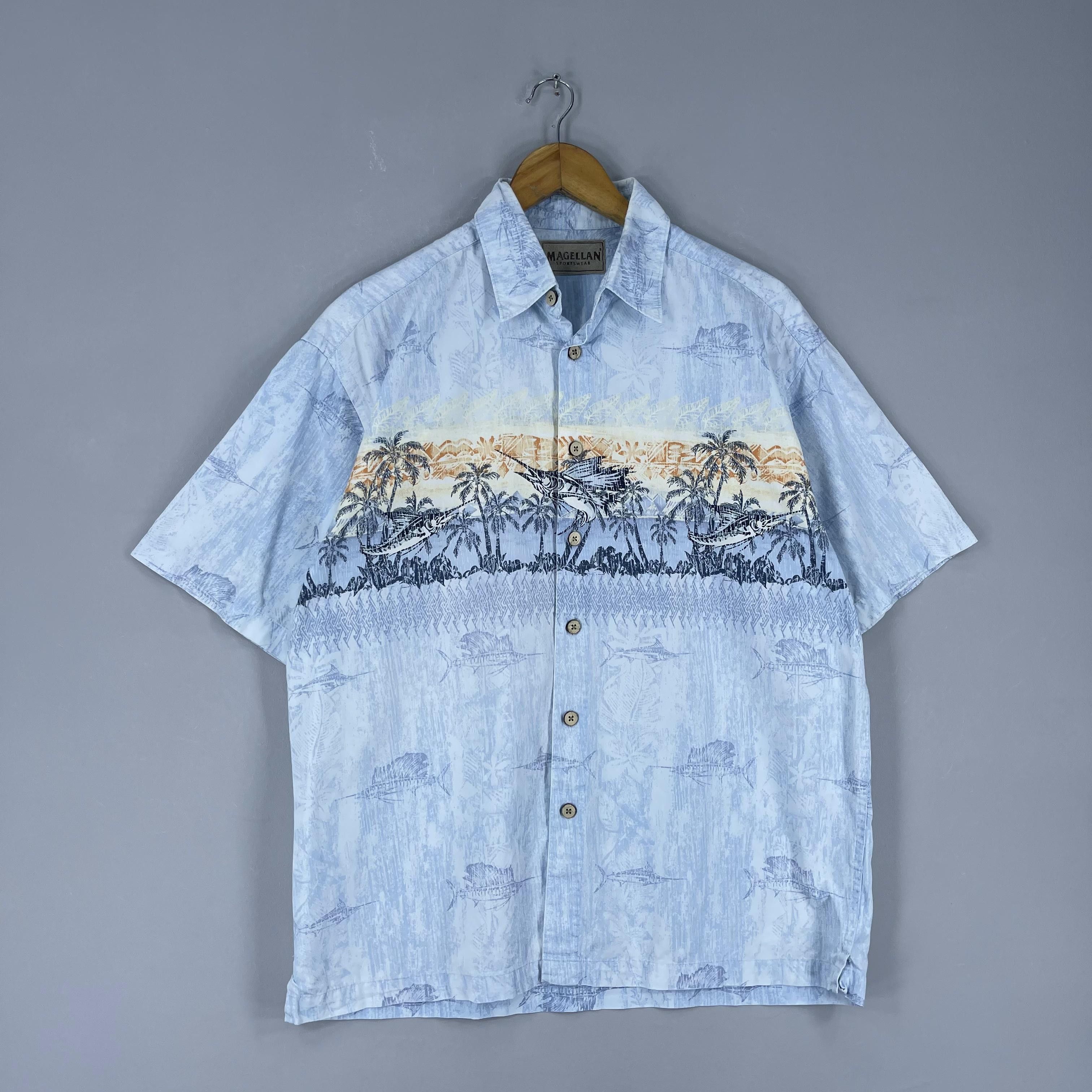 Vintage Vintage 90s Sail Fish Motive Printed Hawaiian Shirt Size US M / EU 48-50 / 2 - 3 Thumbnail