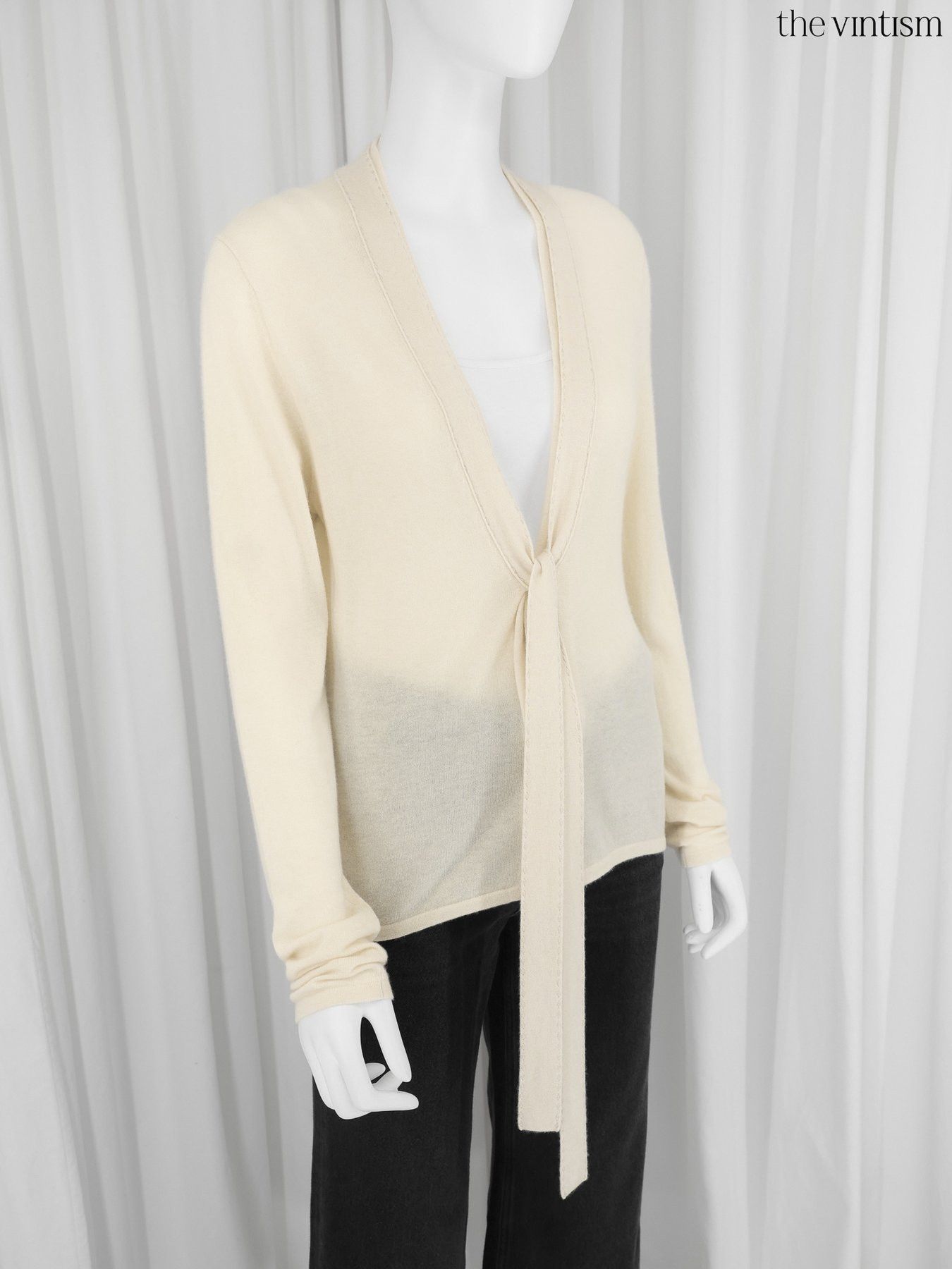 Escada Escada Ecru Ivory Pure Cashmere Knit Cardigan Sweater Size S / US 4 / IT 40 - 4 Thumbnail