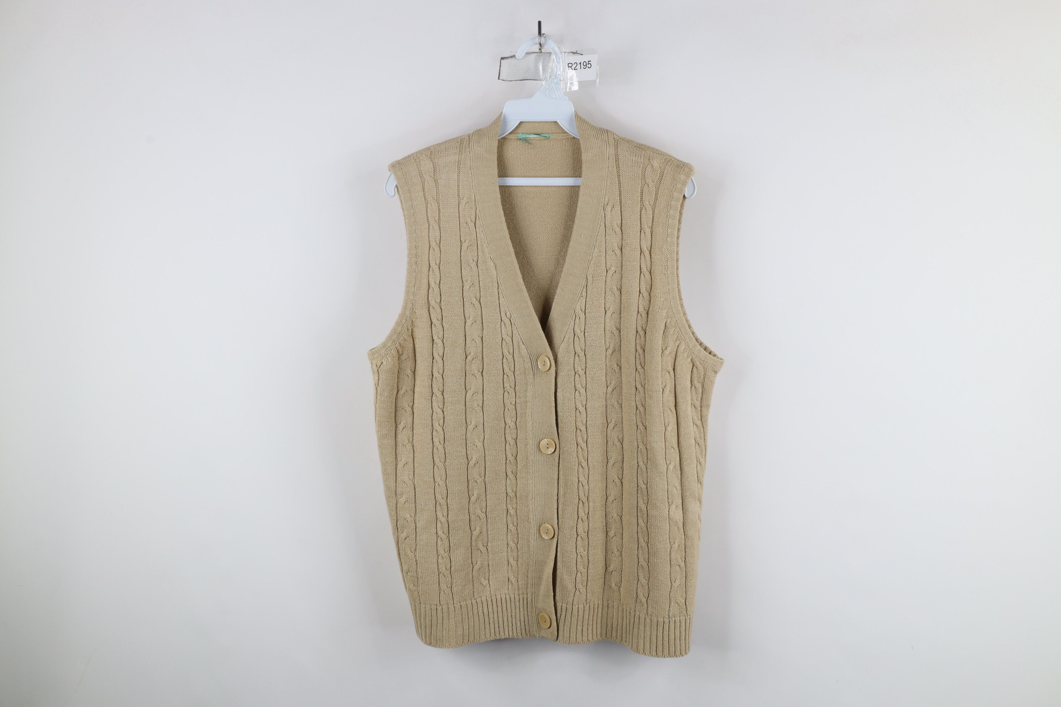 Vintage Vintage 90s Streetwear Knit Cardigan Sweater Vest Beige Size L / US 10 / IT 46 - 1 Thumbnail