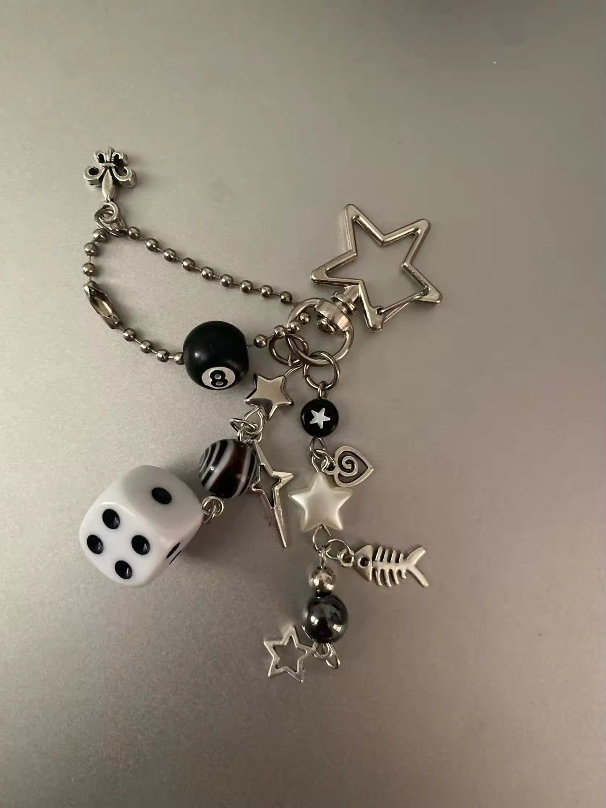 Vintage Handmade cluttered white dice mixed rockstar keychains Size ONE SIZE - 3 Thumbnail
