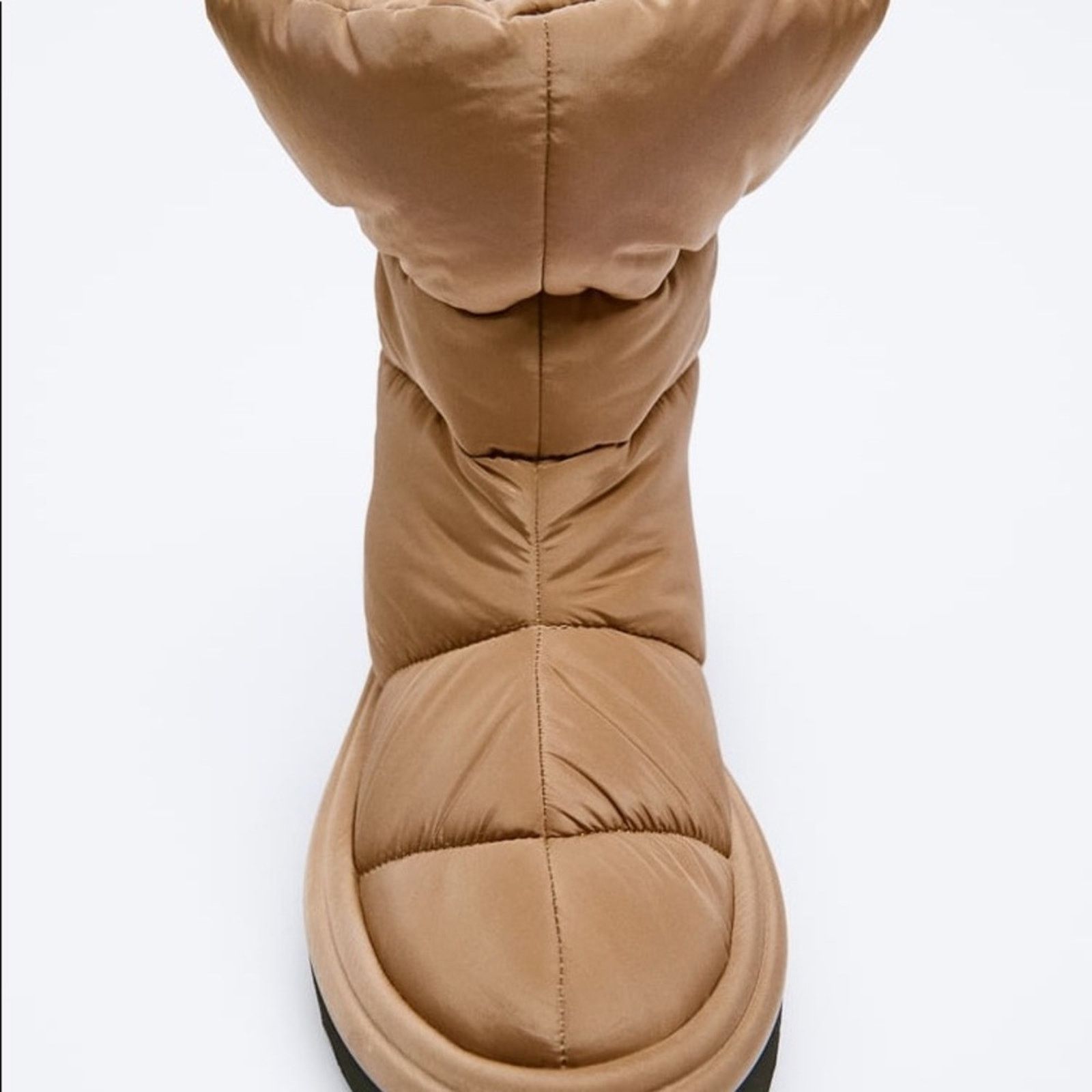 Zara ZARA QUILTED LOW HEEL ANKLE BOOTS BEIGE Size US 7.5 / IT 37.5 - 6 Thumbnail