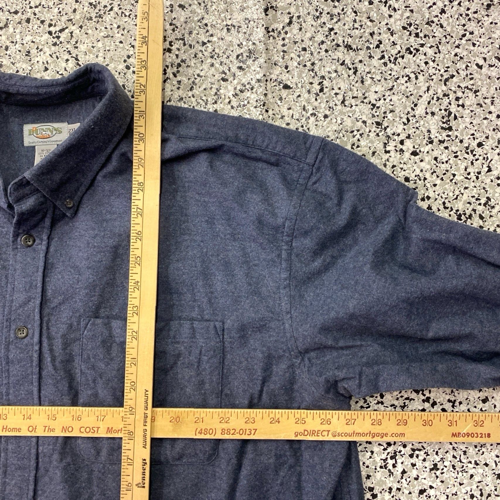 Vintage Dunn's Chamois Shirt Men's 2XL Blue Long Sleeve Cotton Button Down Soft Shirt Size US XXL / EU 58 / 5 - 3 Thumbnail