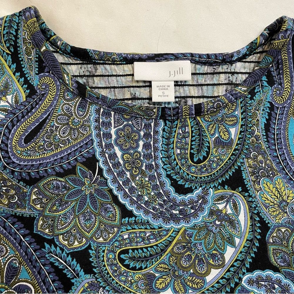 J. Jill J. Jill Knit Paisley Print Smocked Back Long Sleeve Tee S Size S / US 4 / IT 40 - 6 Thumbnail