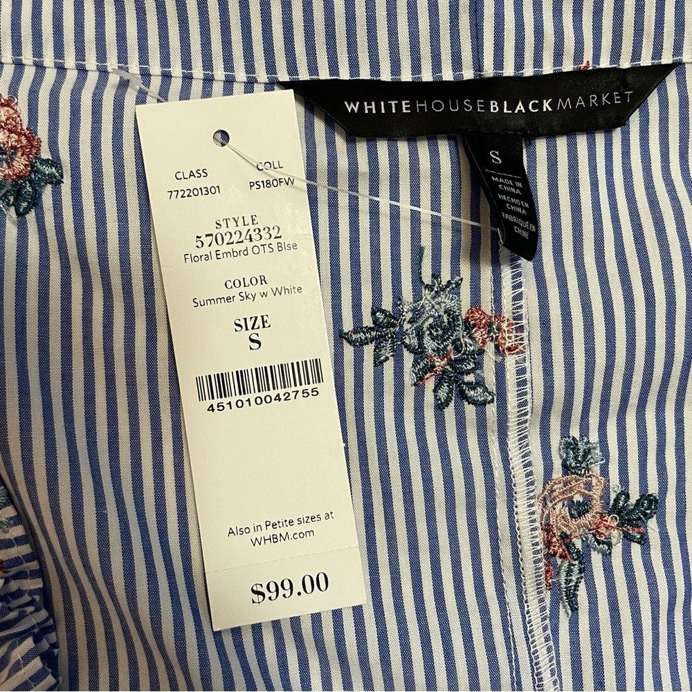 White House Black Market NWT New $99 White House Black Market Embroidered Off-The-Sh Size S / US 4 / IT 40 - 7 Thumbnail