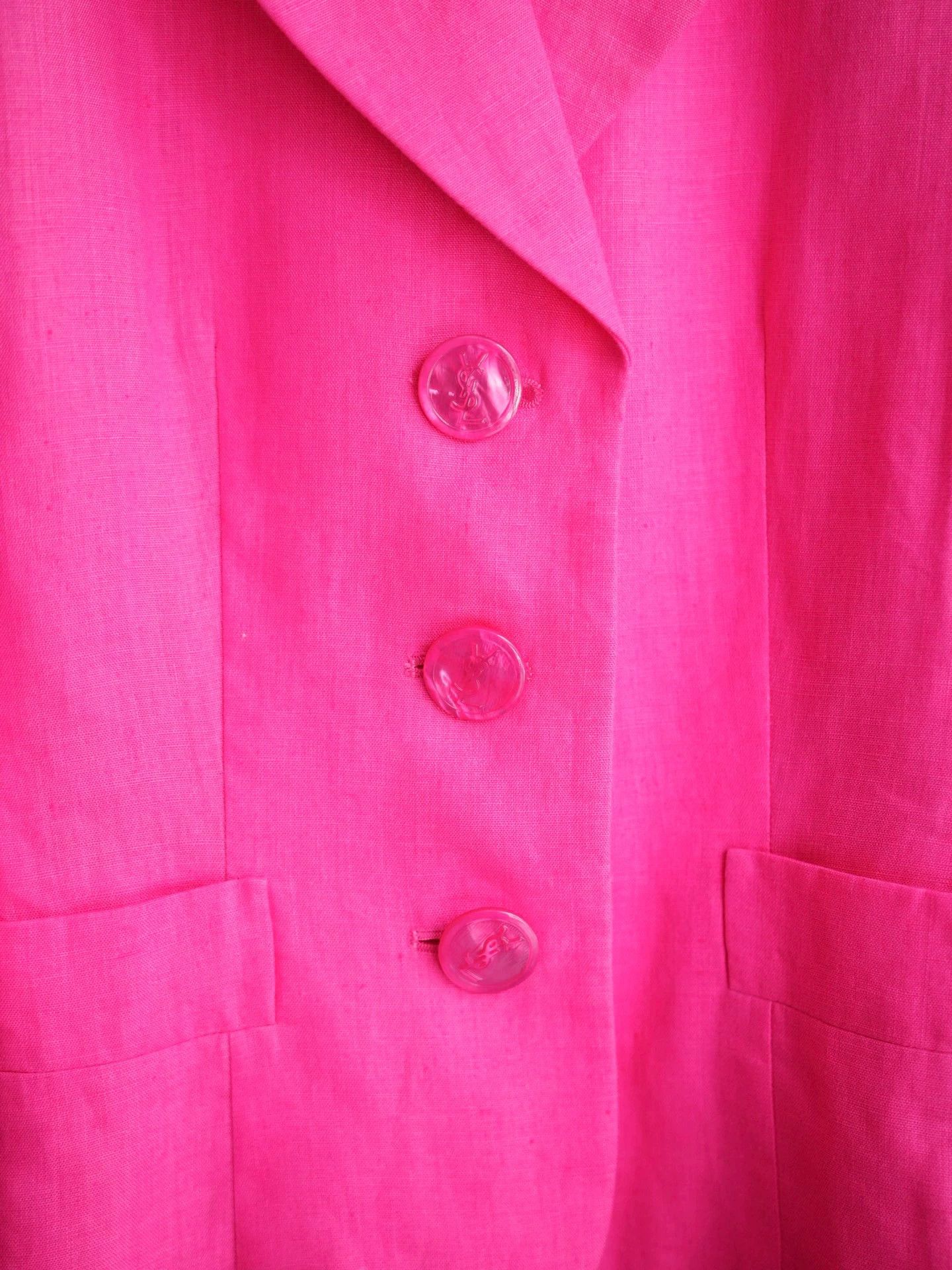 Yves Saint Laurent YSL Vintage Peach Pink Linen Skirt Suit Size XXS / US 00 / IT 34 - 8 Thumbnail
