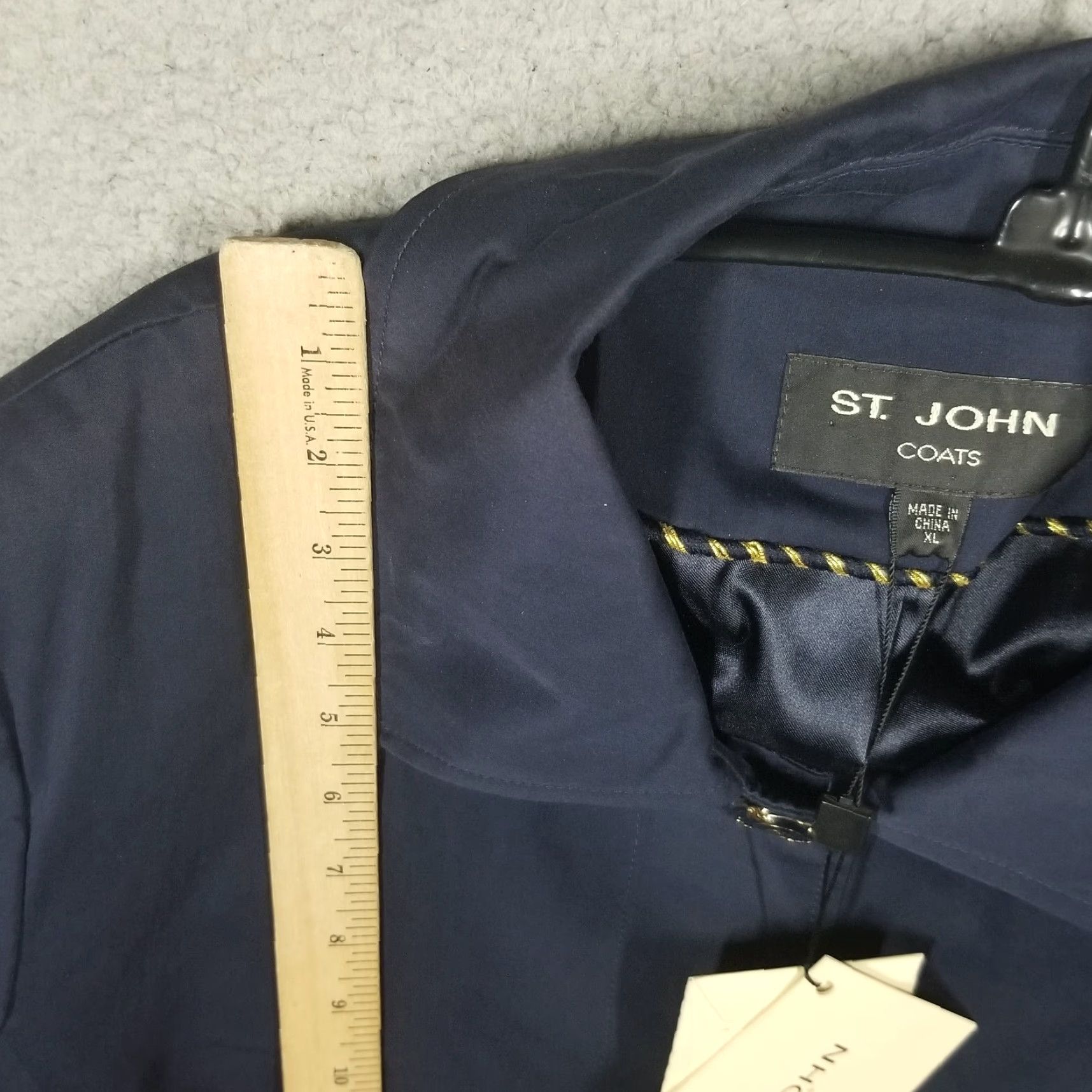 St. John St. John Coat Luxury Jacket XL Navy Blue Overcoat Cotton Blend NWT Women XL Coat H681W21 Size XL / US 12-14 / IT 48-50 - 6 Thumbnail