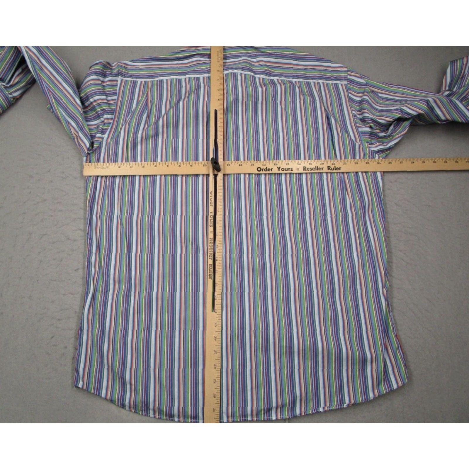 Vintage St. Croix Mens Blue Striped Long Sleeve Dress Shirt XL Cotton Made in Italy Size 46R - 4 Thumbnail