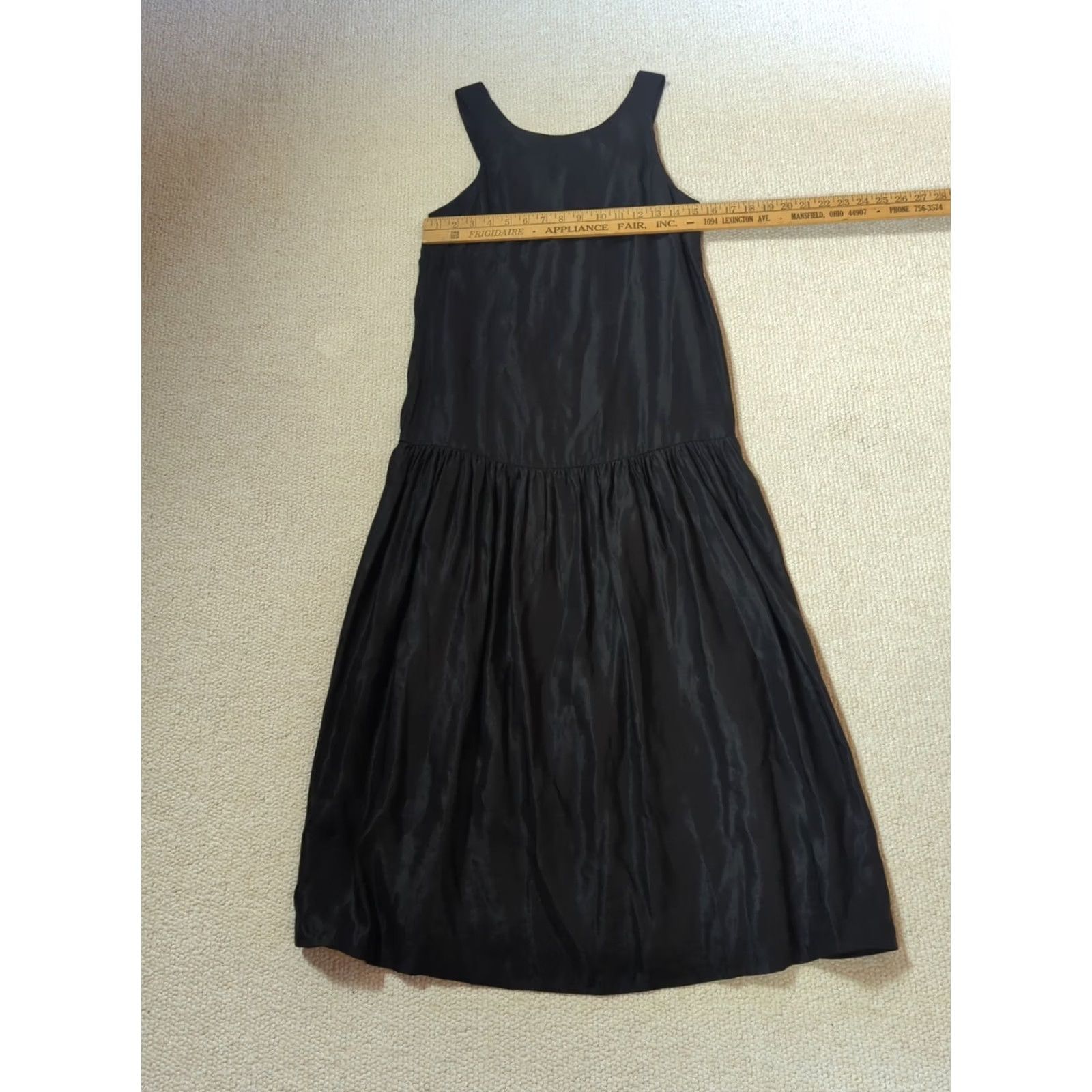 Vintage Sancia Tank Dress XS Black Drop Waist Midi Quiet Luxury Cocktail Party Clasp Linen Lyocell Cupro Women's Old Money Minimalist Size XS / US 0-2 / IT 36-38 - 6 Thumbnail