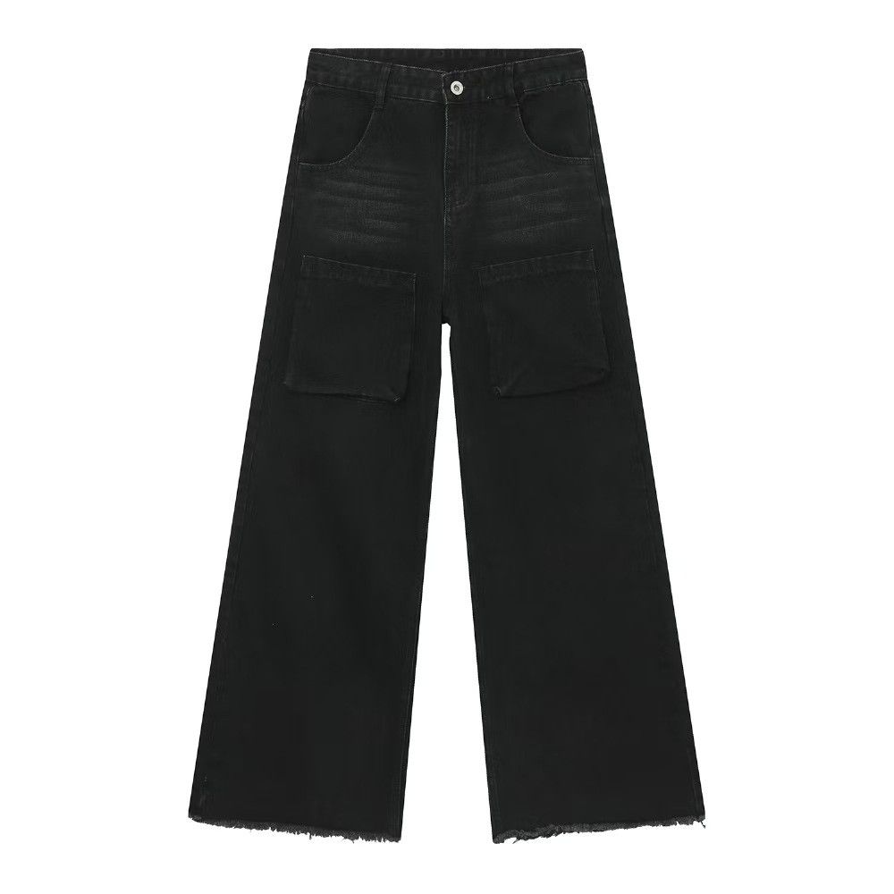 Japanese Brand × Jean Loose Straight Leg Wide Leg Raw Edge Jeans Size US 33 - 4 Thumbnail