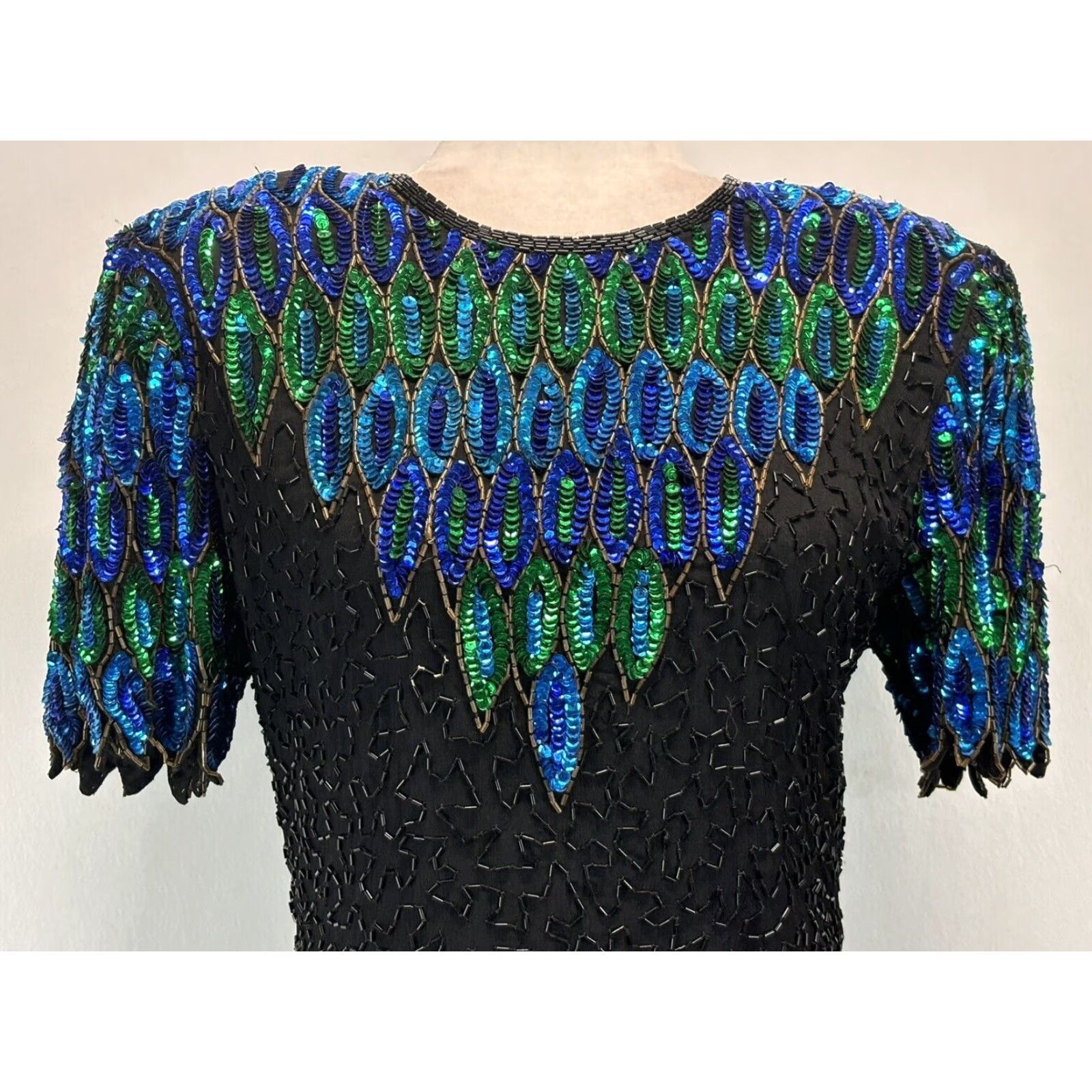 Vintage VINTAGE Stenay Silk Dress Beaded Eveningwear 1980s Black Size 10 Short Back Cutout Lined Mens/Womens? Size 32" / US 10 / IT 46 - 5 Thumbnail