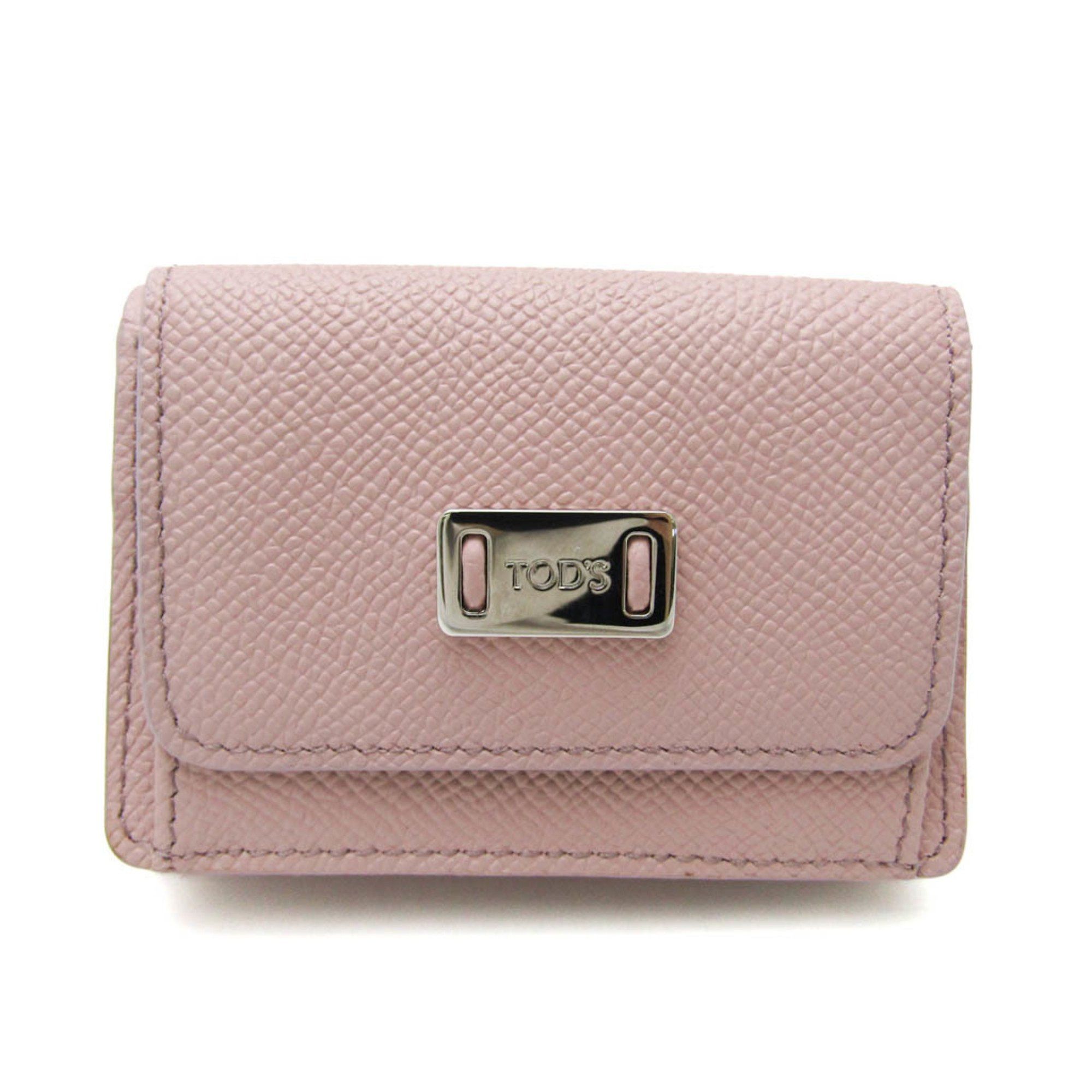 image of Tods Tod's Xawdsrb0000Tbb3Z99 Women's Leather Long Wallet (Tri-Fold) Pink Beige,red Color