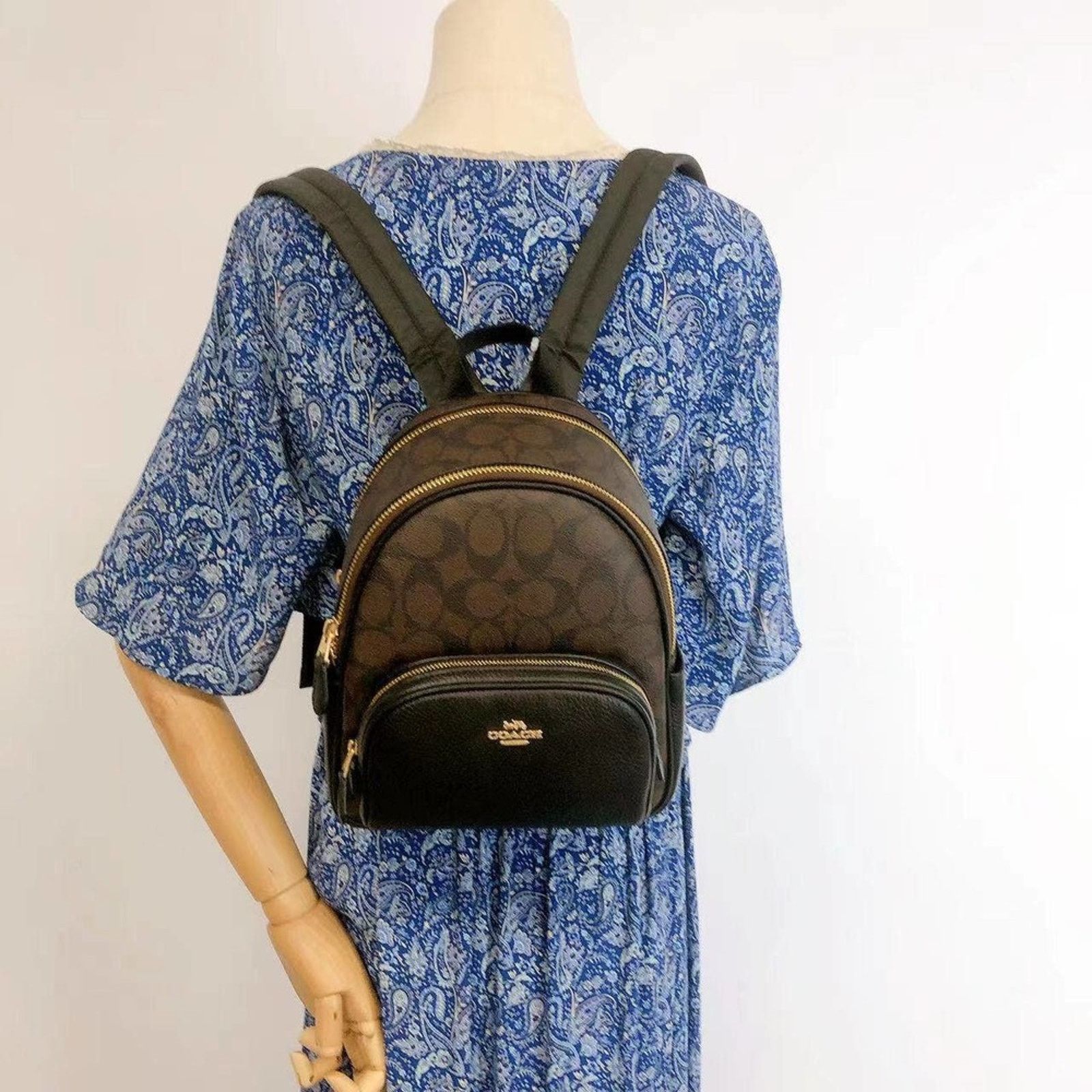 image of Coach C8604 Mini Court Backpack In Brown Black, Women's